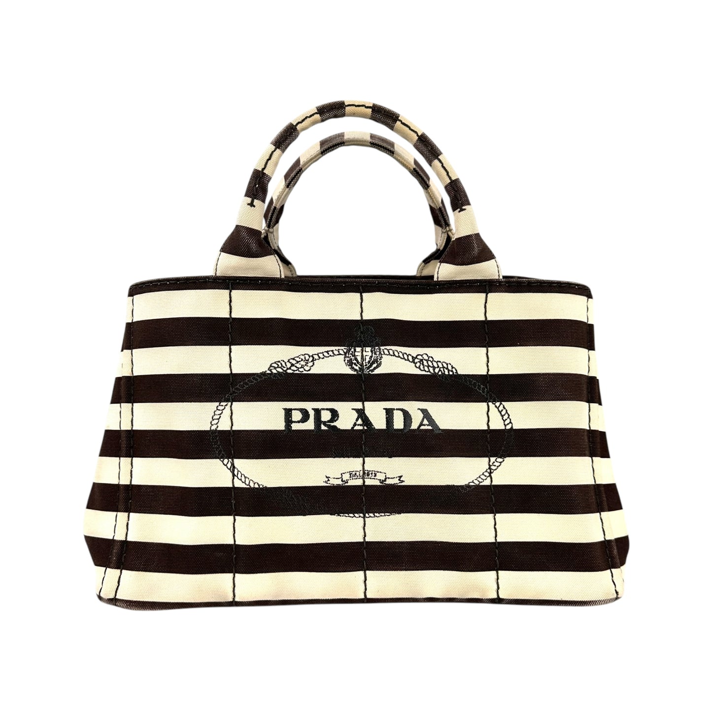 Prada Canapa Striped Two-Way Bag