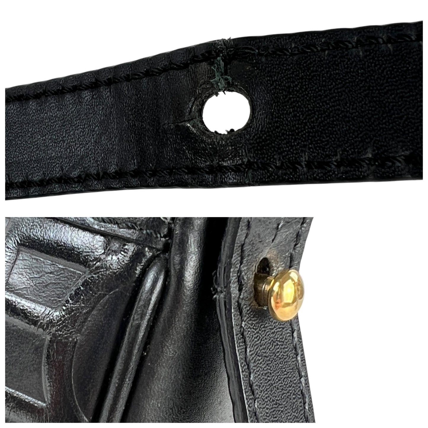 Celine Vintage Logo Embossed Leather Shoulder Bag