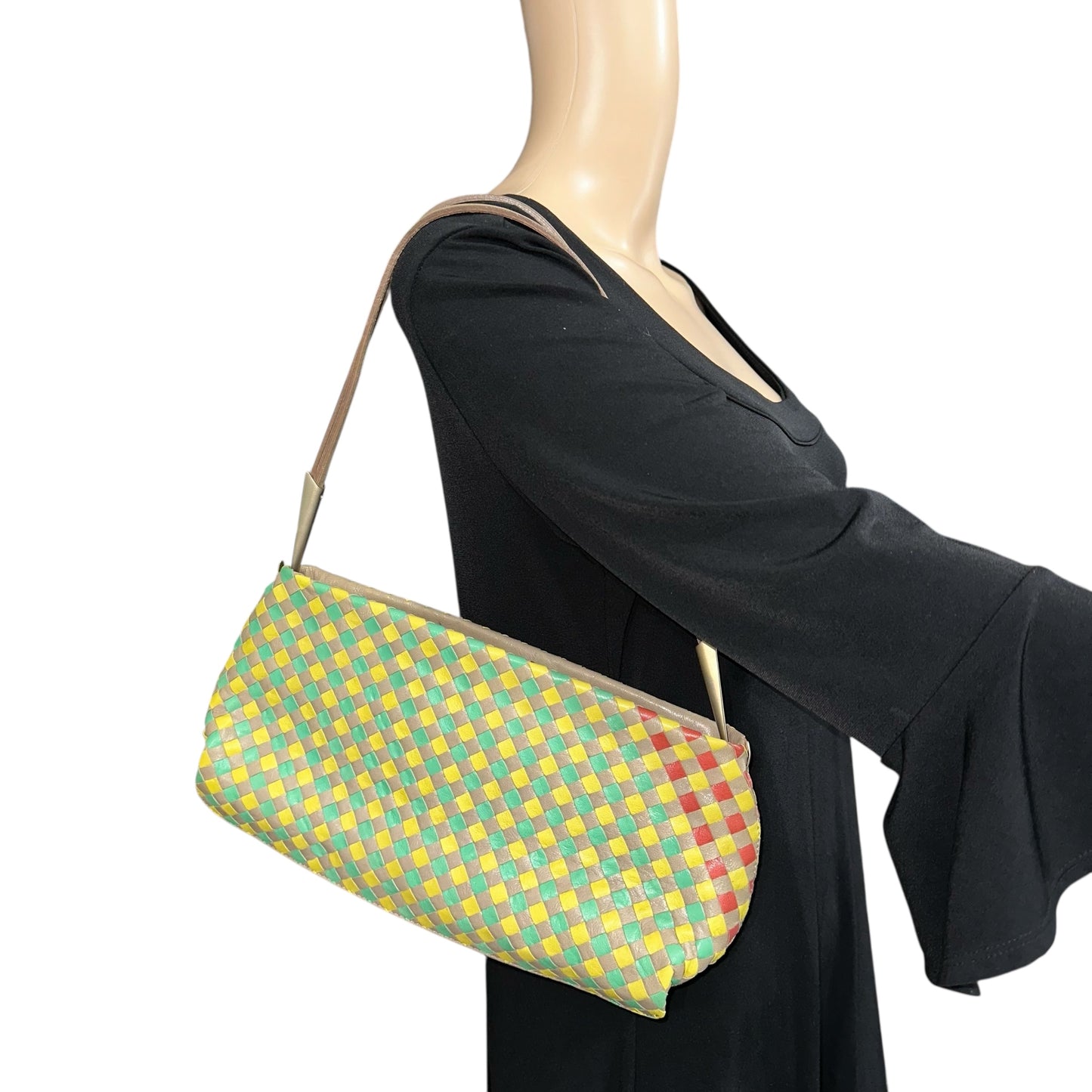 Bottega Veneta Vintage Multicolor Intrecciato Shoulder Bag