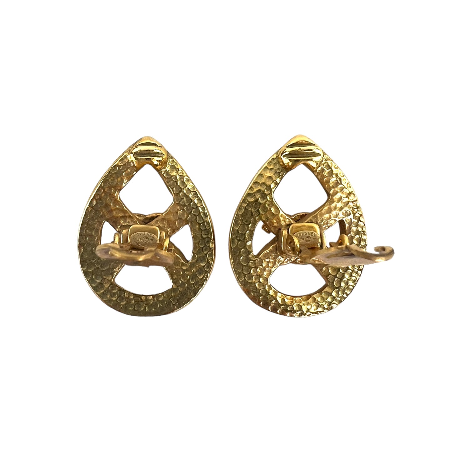 Chanel Vintage CC Teardrop Clip-On Earrings