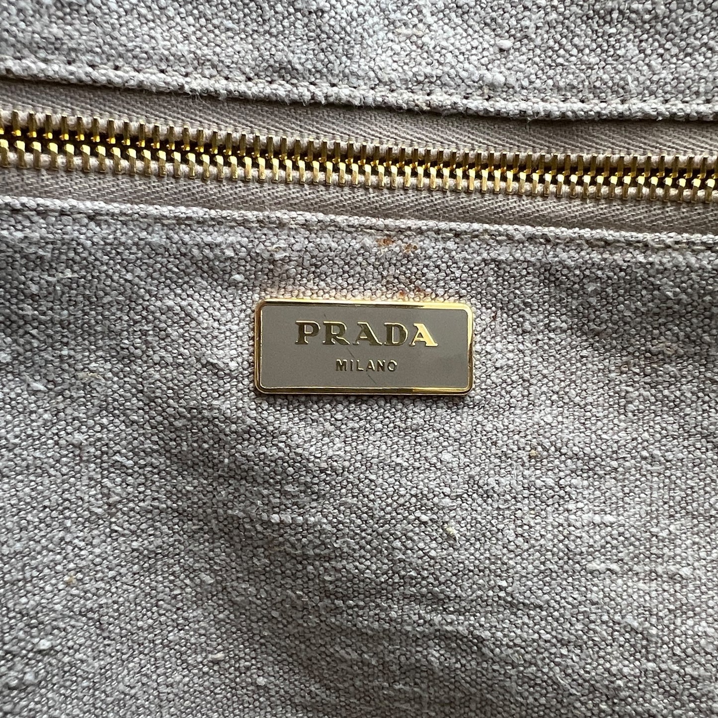Prada Striped Canapa Tote Bag