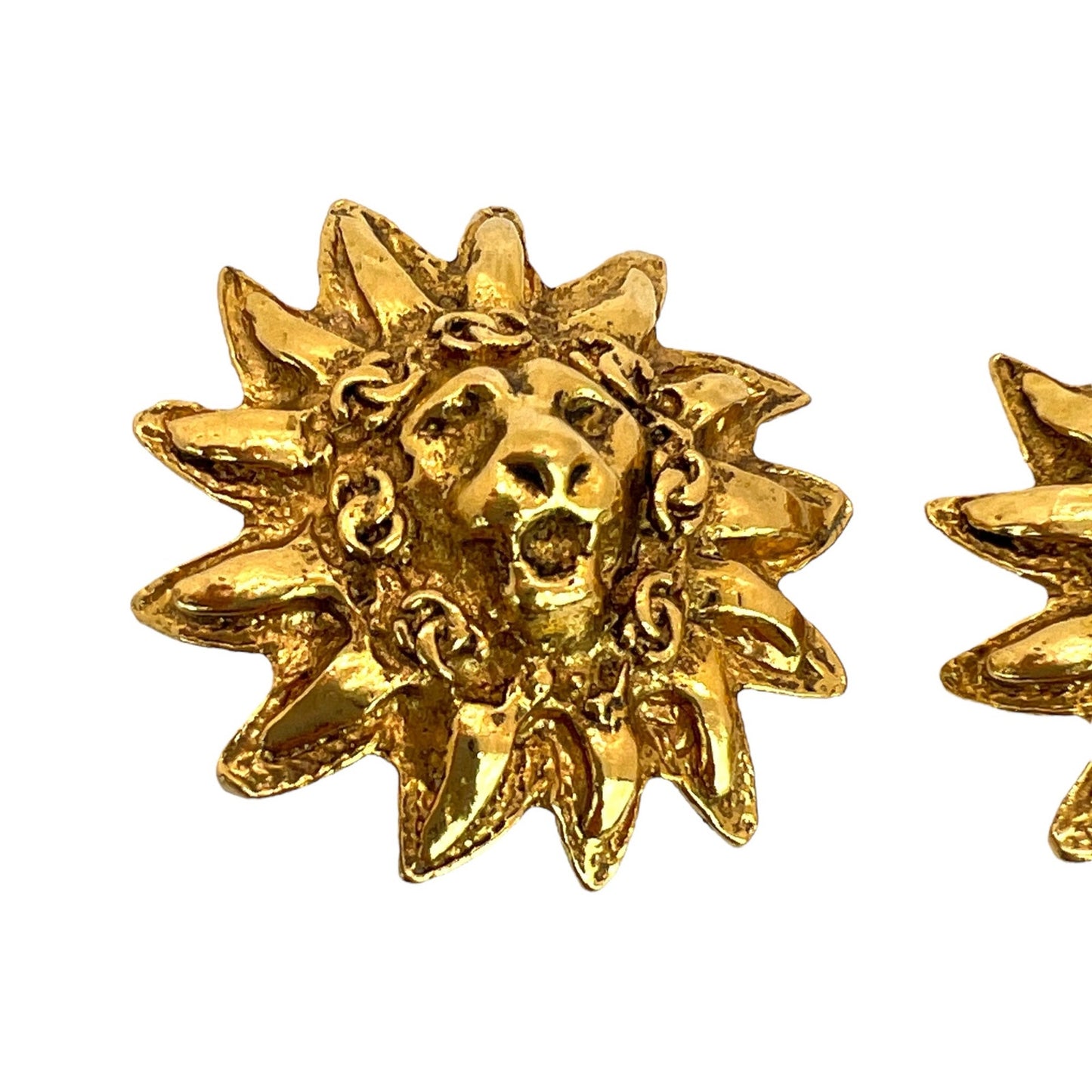 Chanel Vintage Sun Lion Clip-On Earrings