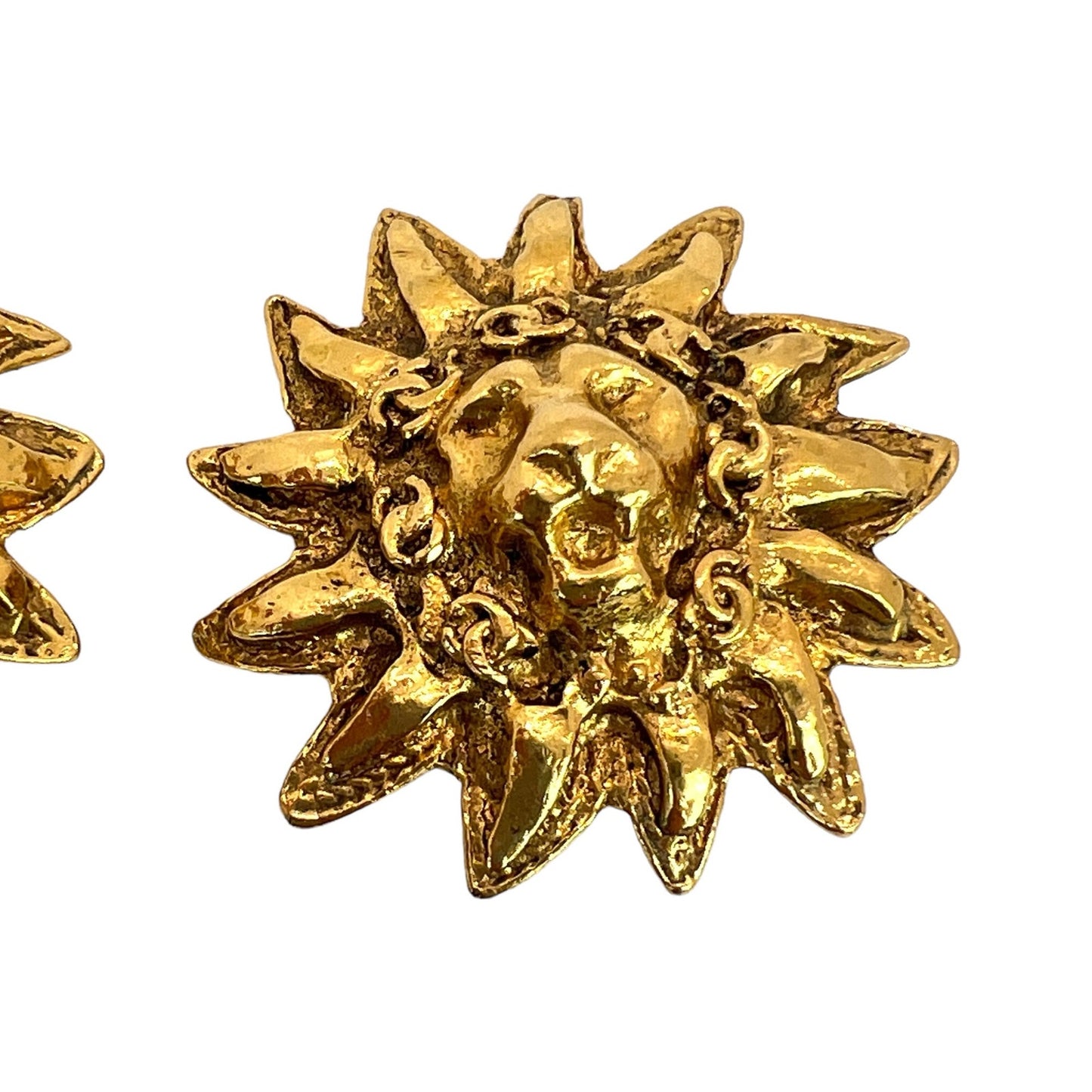 Chanel Vintage Sun Lion Clip-On Earrings