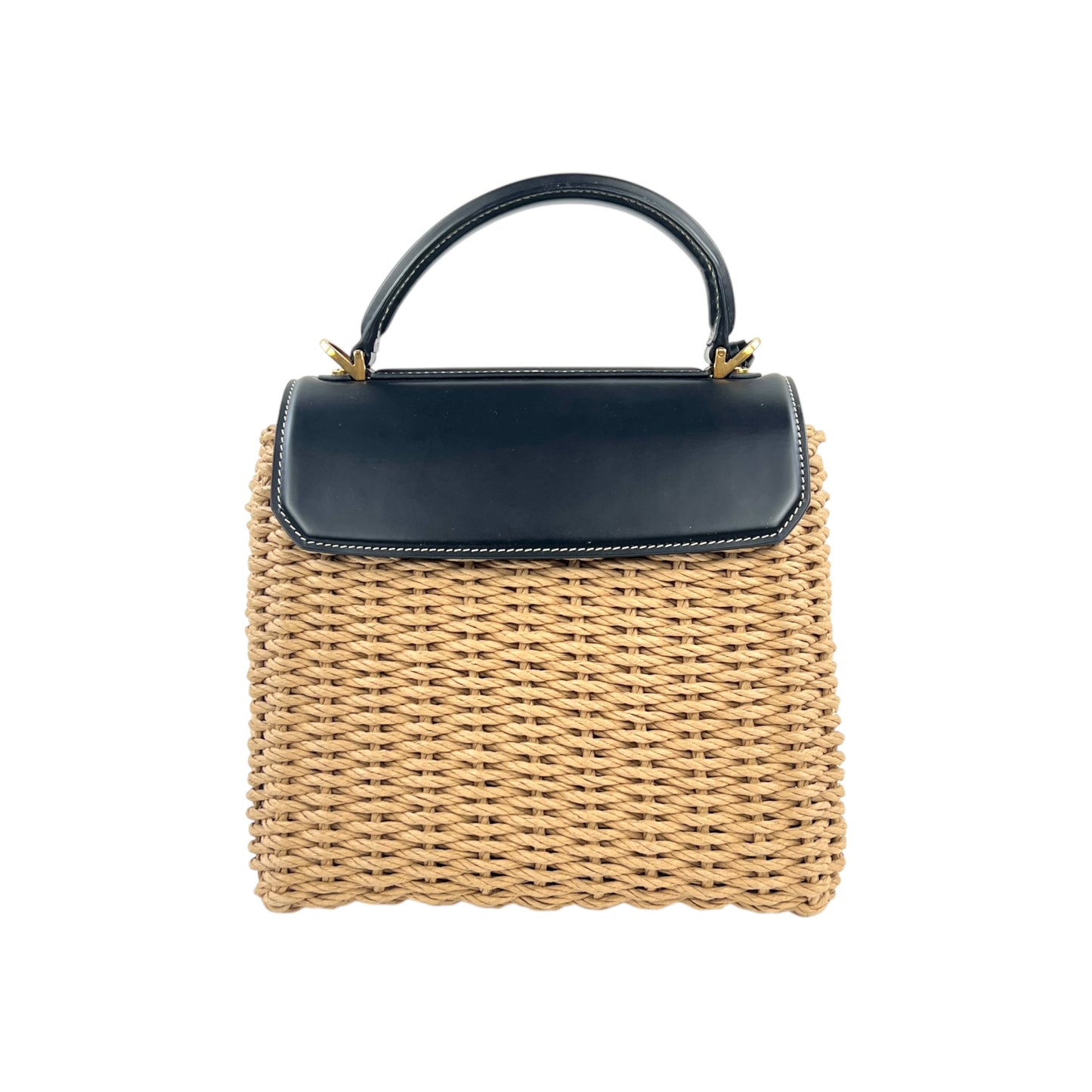 Ferragamo Wicker Top Handle Two-Way Bag
