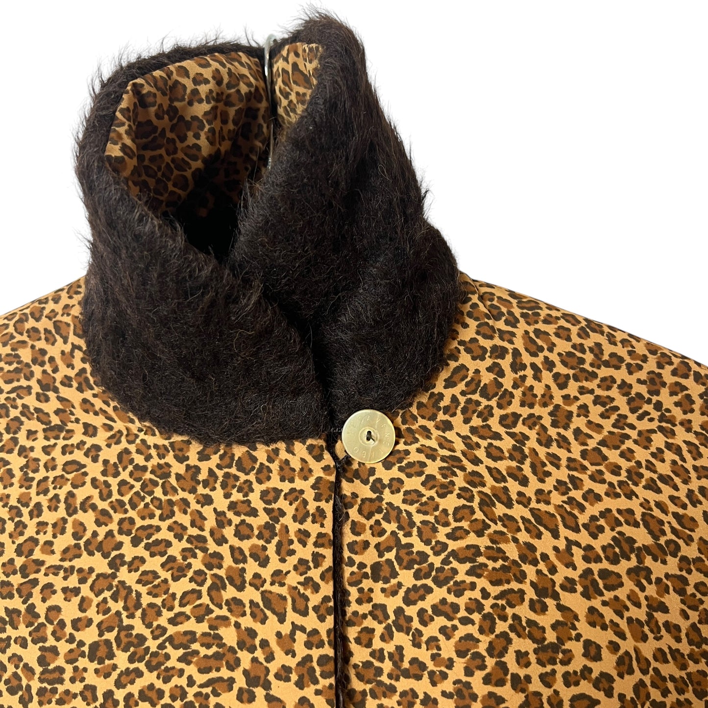Bottega Veneta Vintage Leopard Print Alpaca Reversible Driving Coat