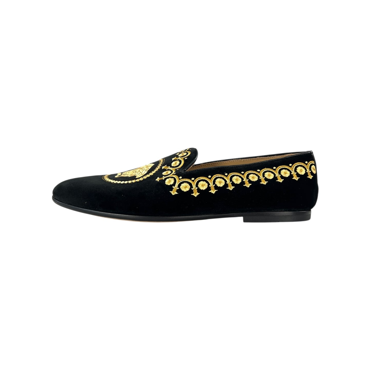 Versace Medusa Embroidered Velvet Loafers