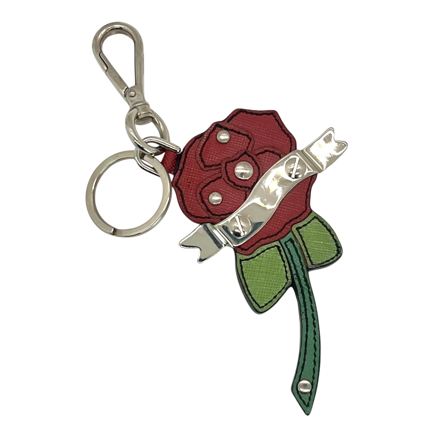 Prada Saffiano Rose Bag/Key Charm