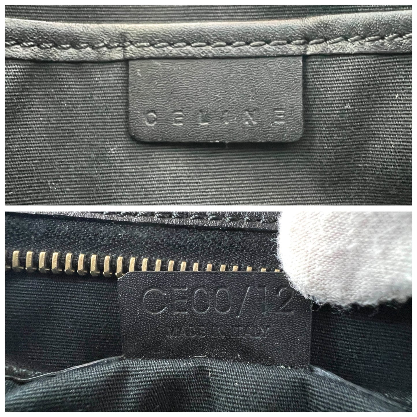 Celine Vintage Logo Embossed Leather Shoulder Bag