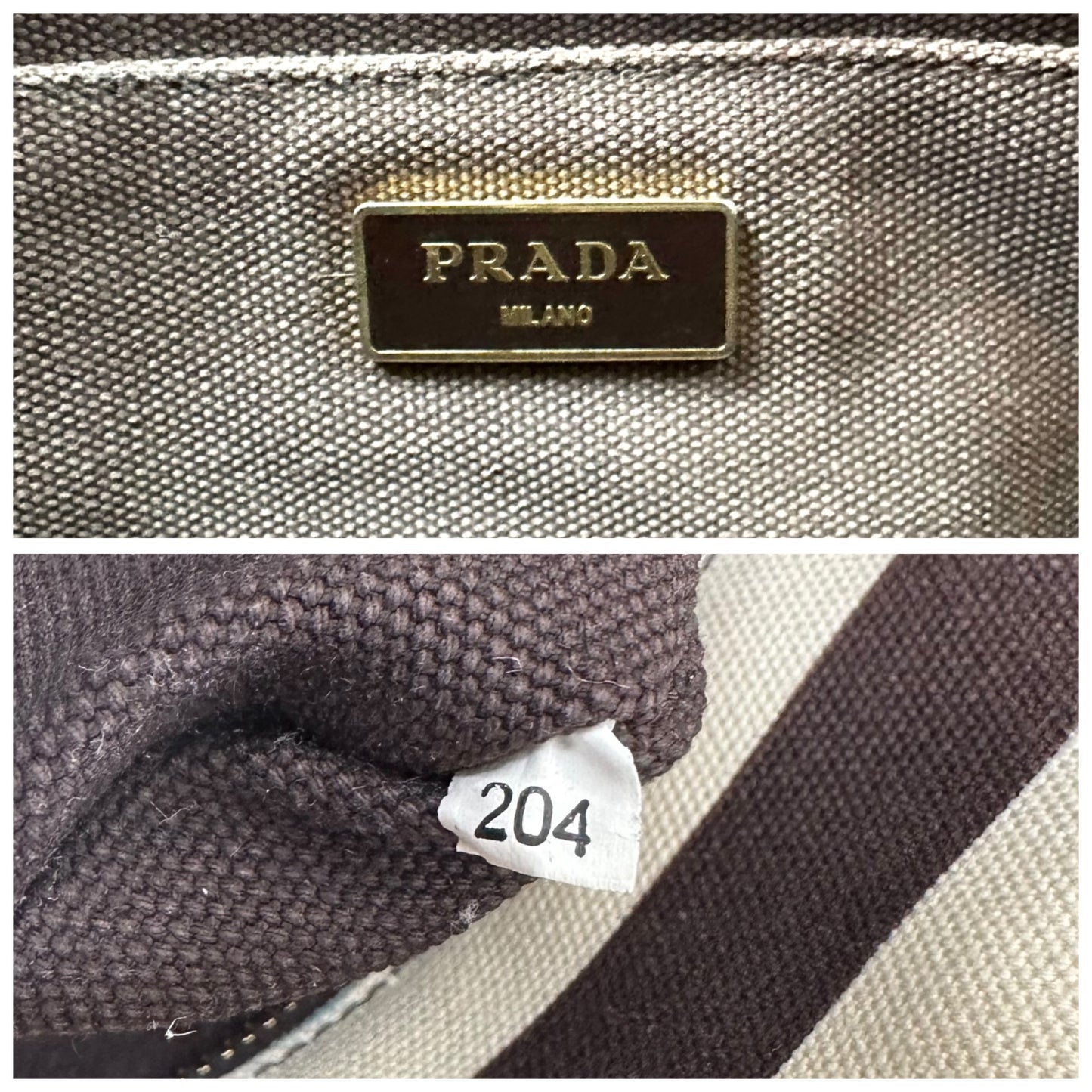 Prada Canapa Striped Two-Way Bag