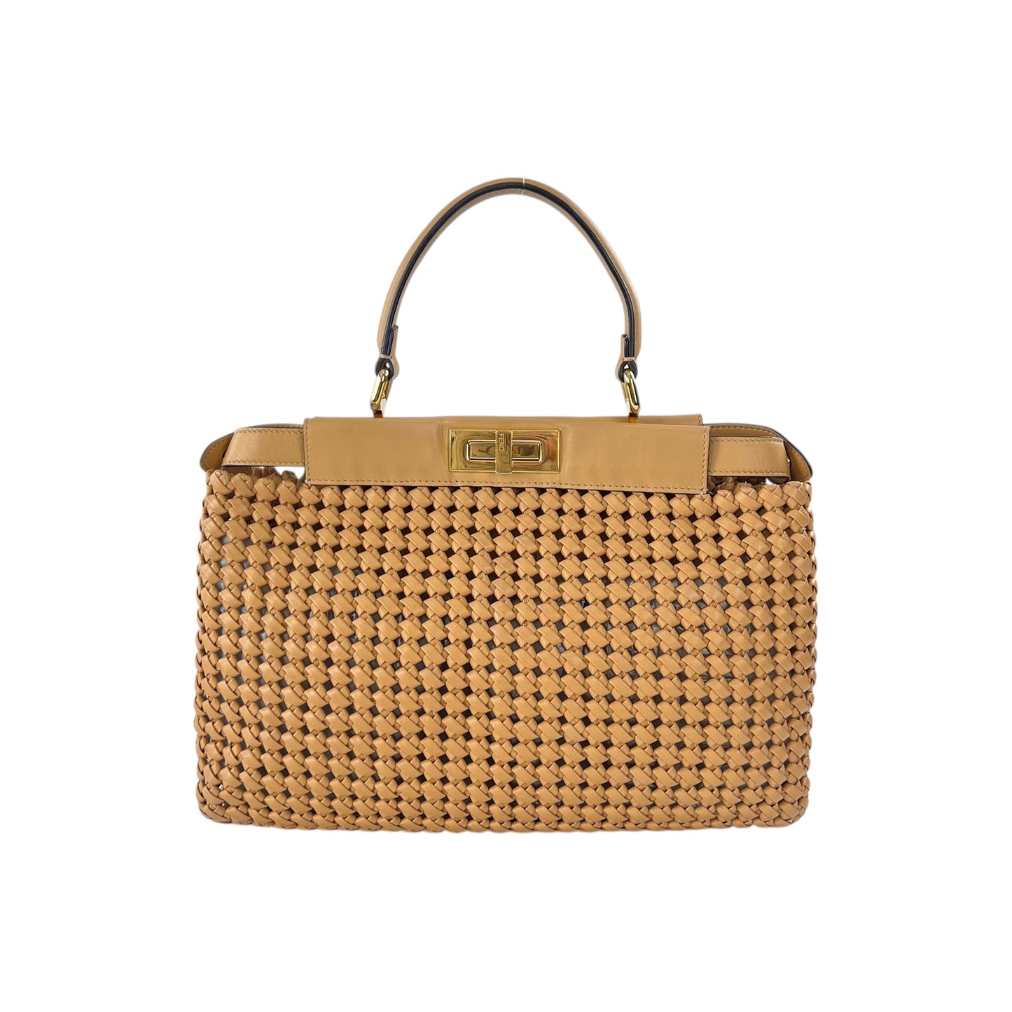 Fendi Peekaboo Interlace Leather Handbag