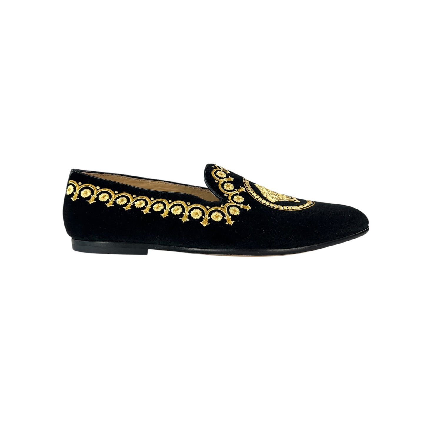 Versace Medusa Embroidered Velvet Loafers