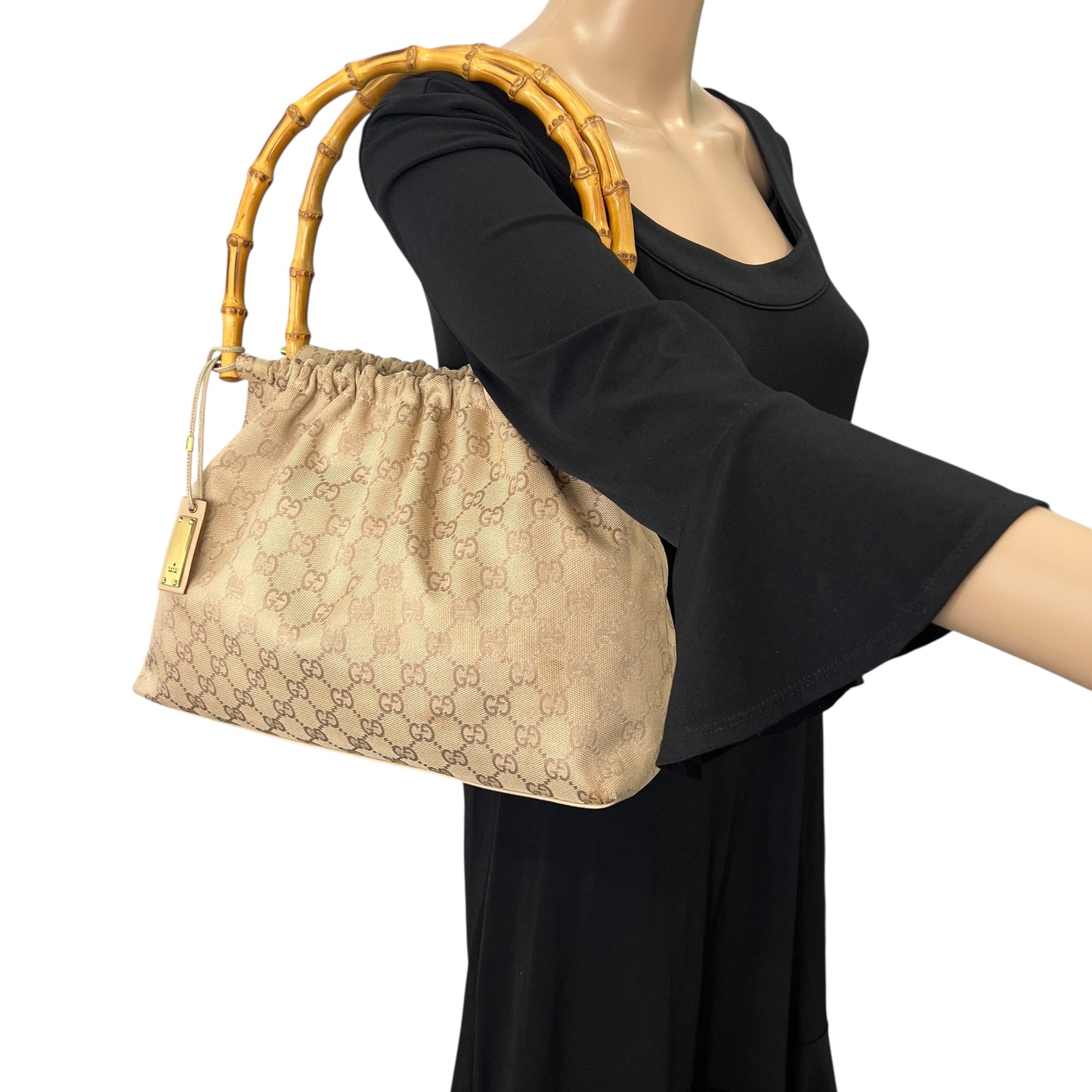 Gucci Monogram Bamboo Shoulder Bag