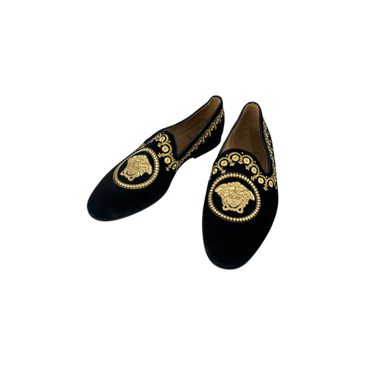 Versace Medusa Embroidered Velvet Loafers