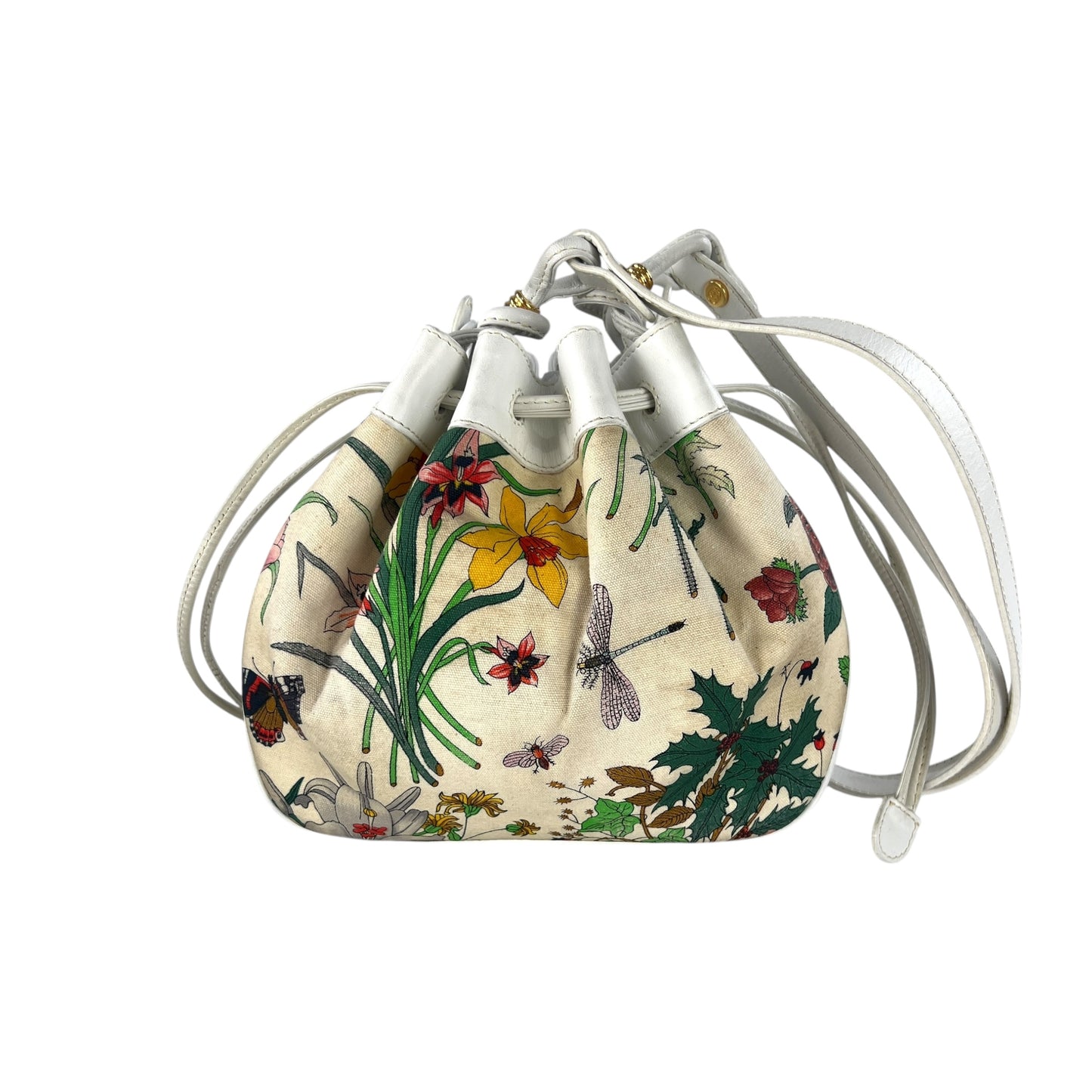 Gucci Vintage Flora Drawstring Crossbody Bag