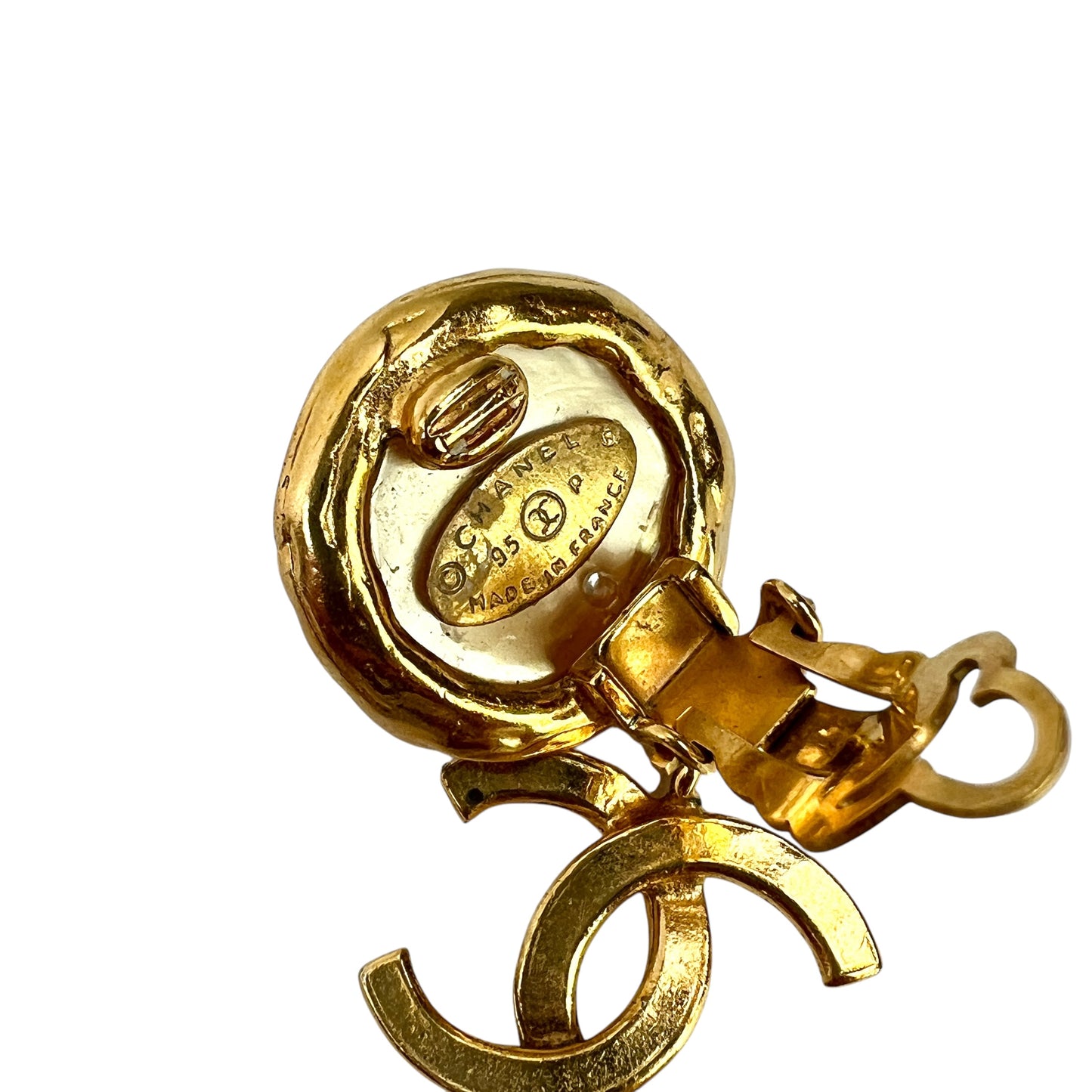 Chanel Vintage CC Faux Pearl Earrings