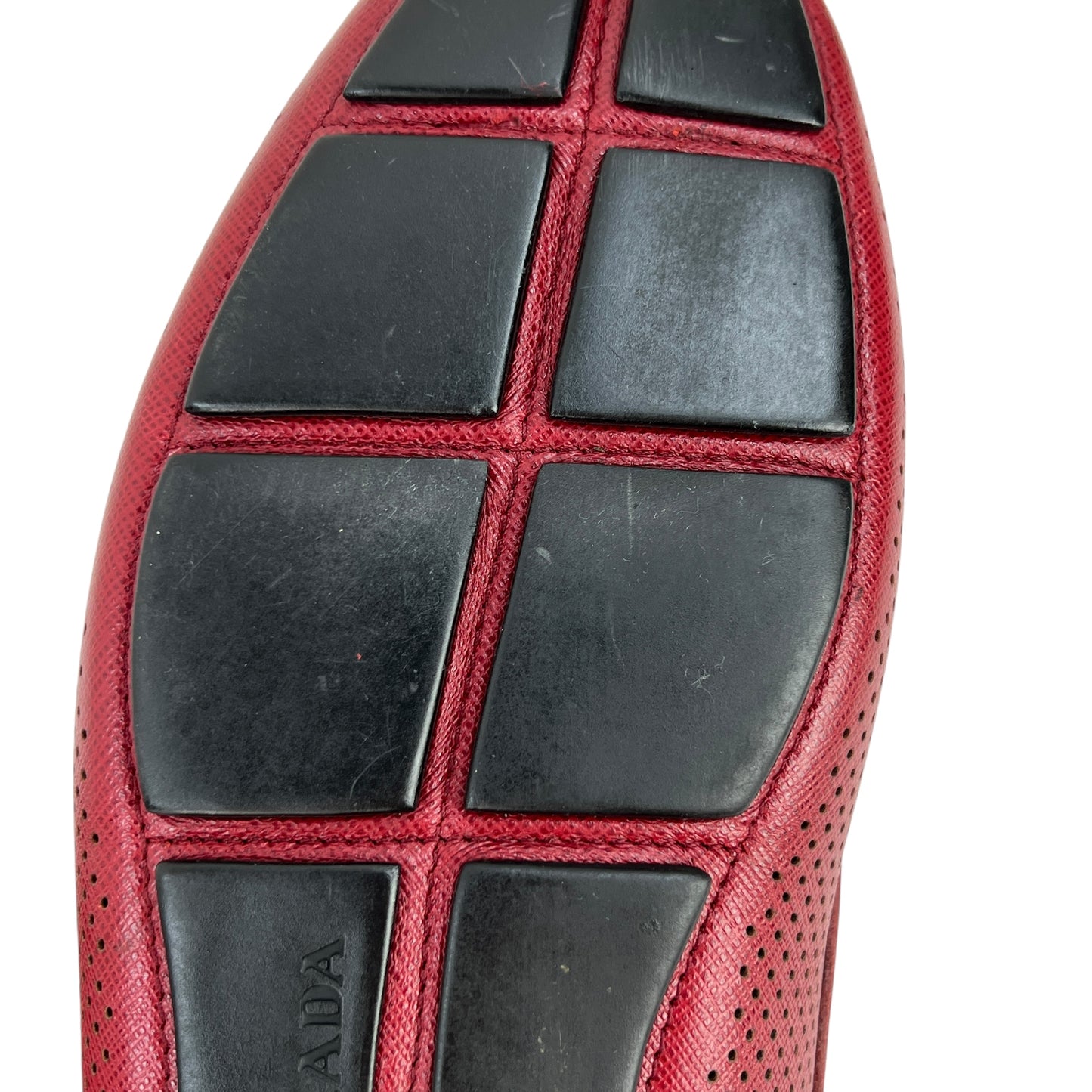 Prada Perforated Saffiano Leather Loafers