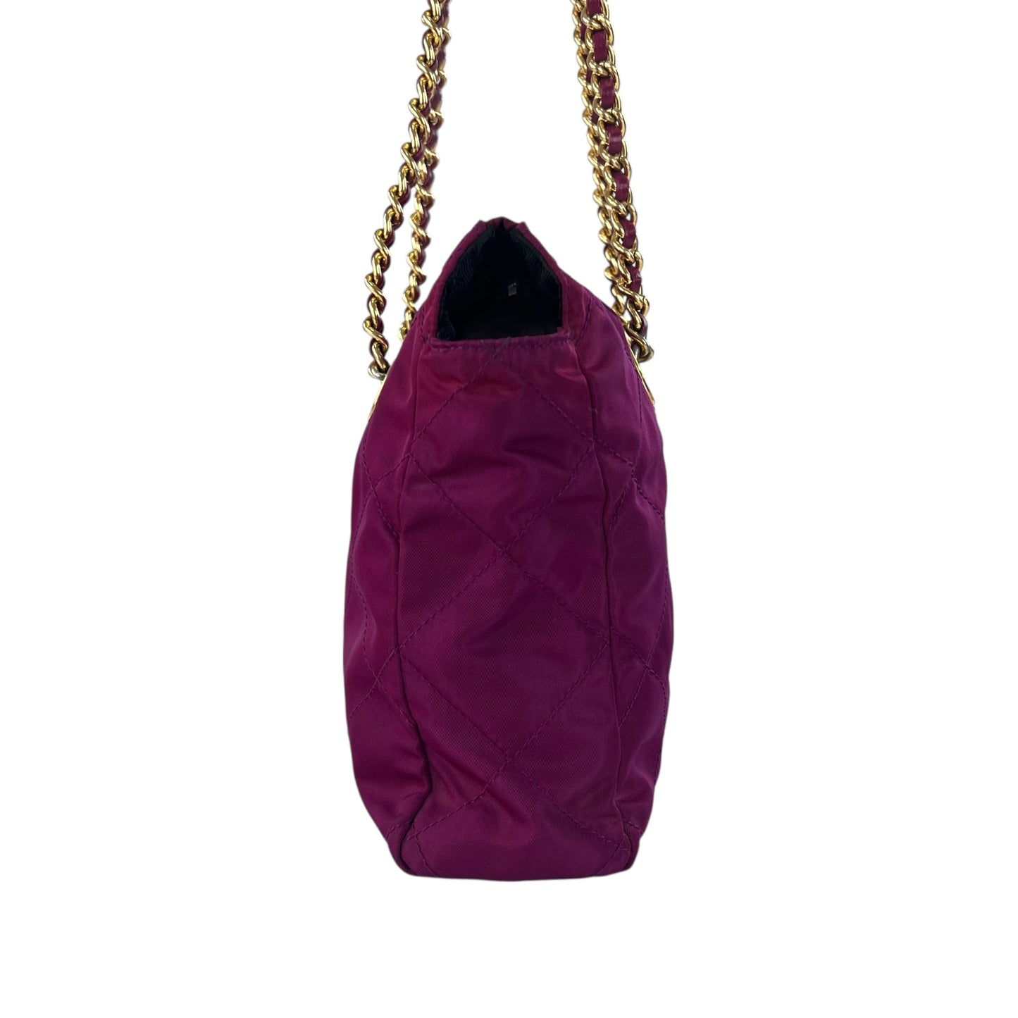 Prada Nylon Stitched Chain Shoulder Bag