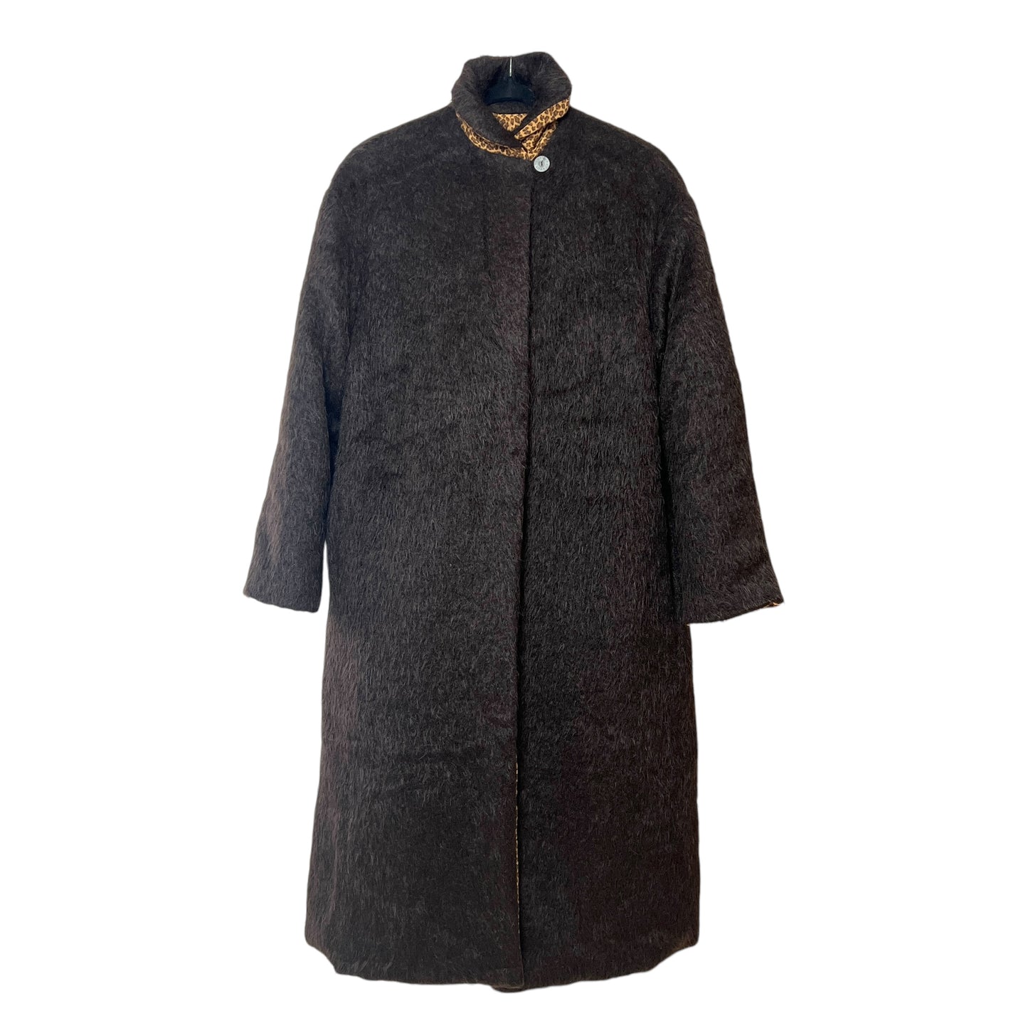 Bottega Veneta Vintage Leopard Print Alpaca Reversible Driving Coat