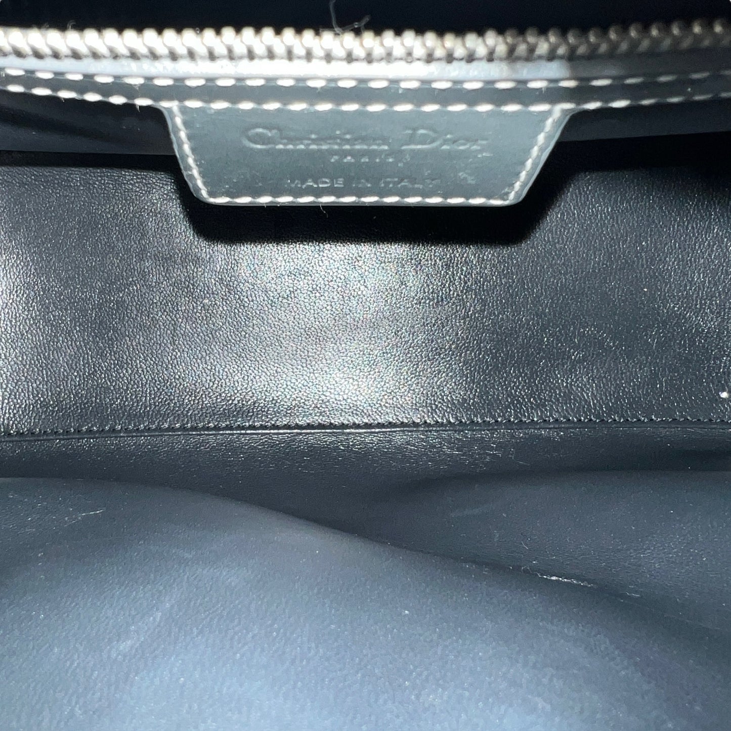 Dior Lady Dior Silver Patent Leather Two-Way Bag