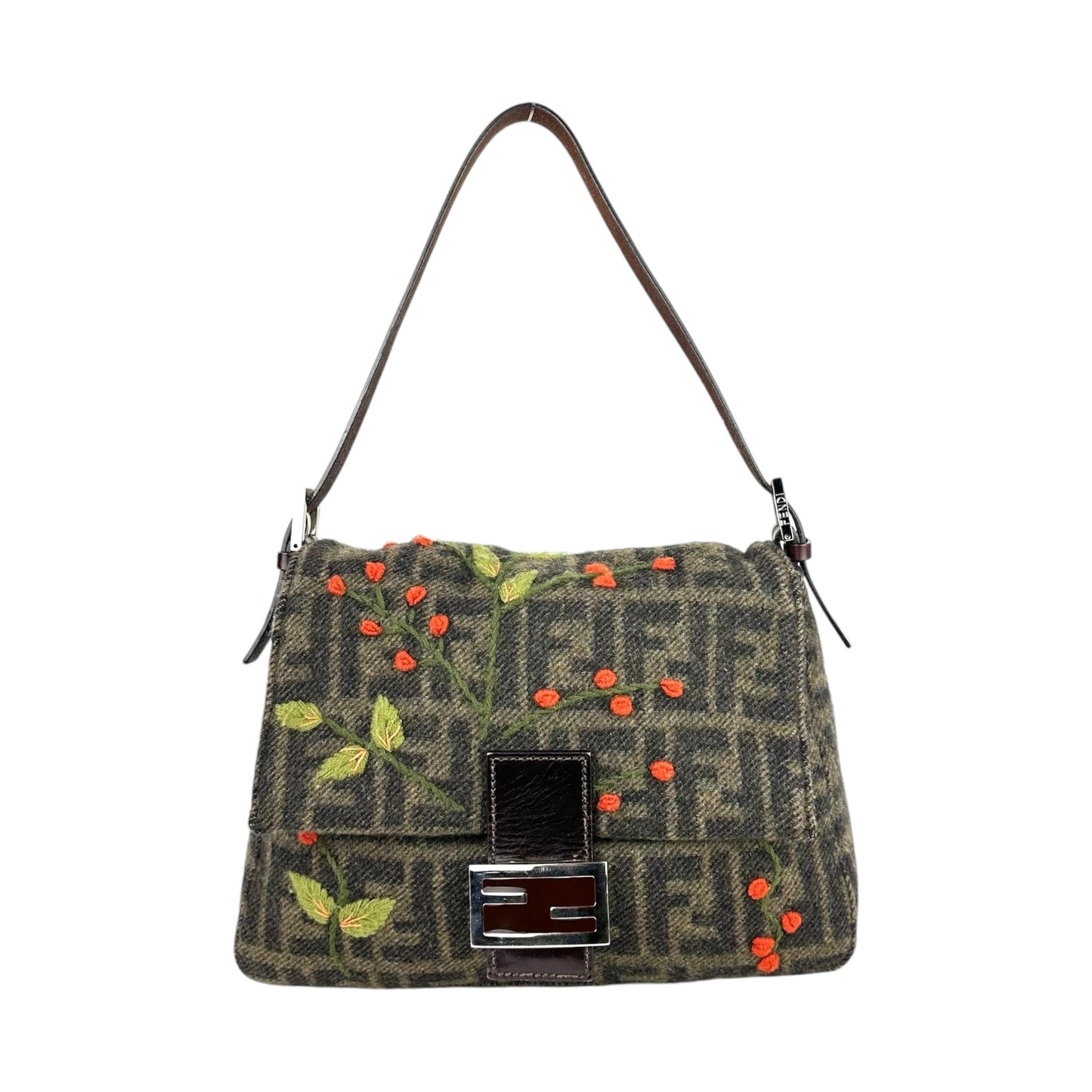 Fendi Zucca Wool Mama Baguette Bag