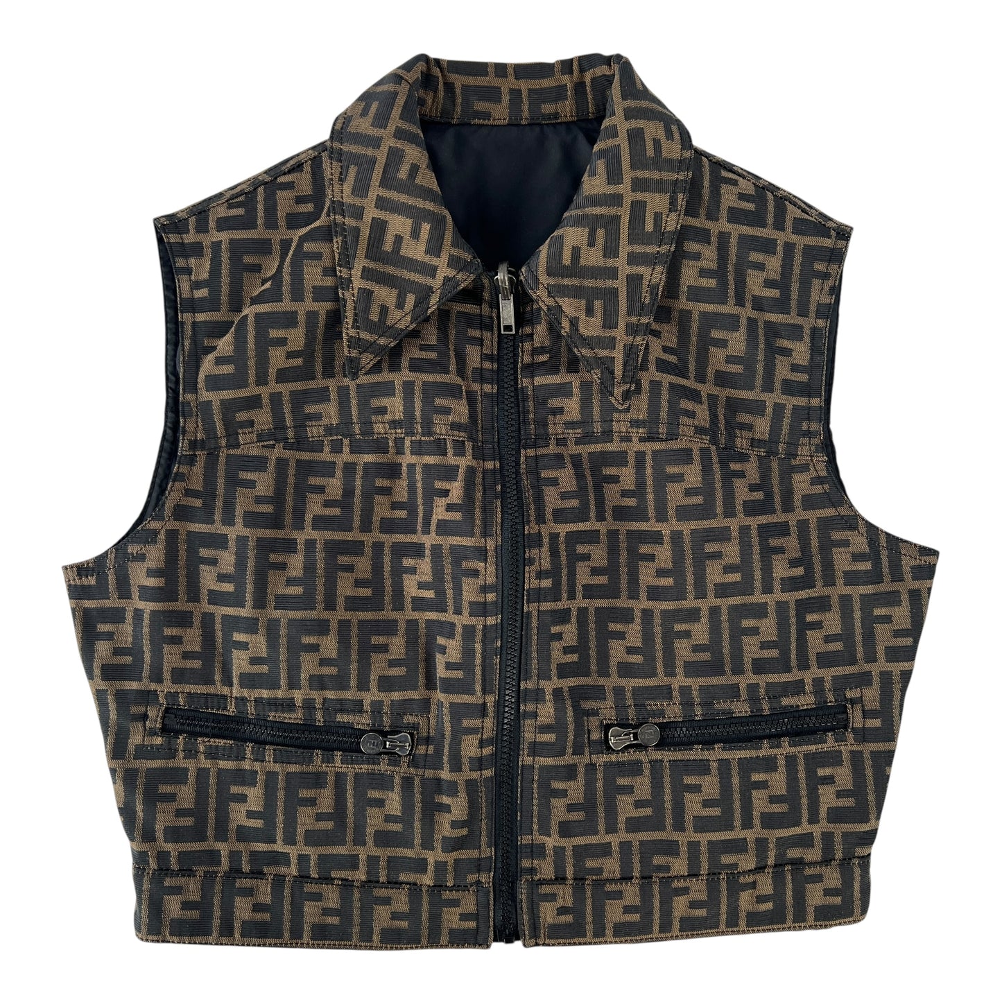 Fendi Vintage Zucca Reversible Vest and Skirt Set