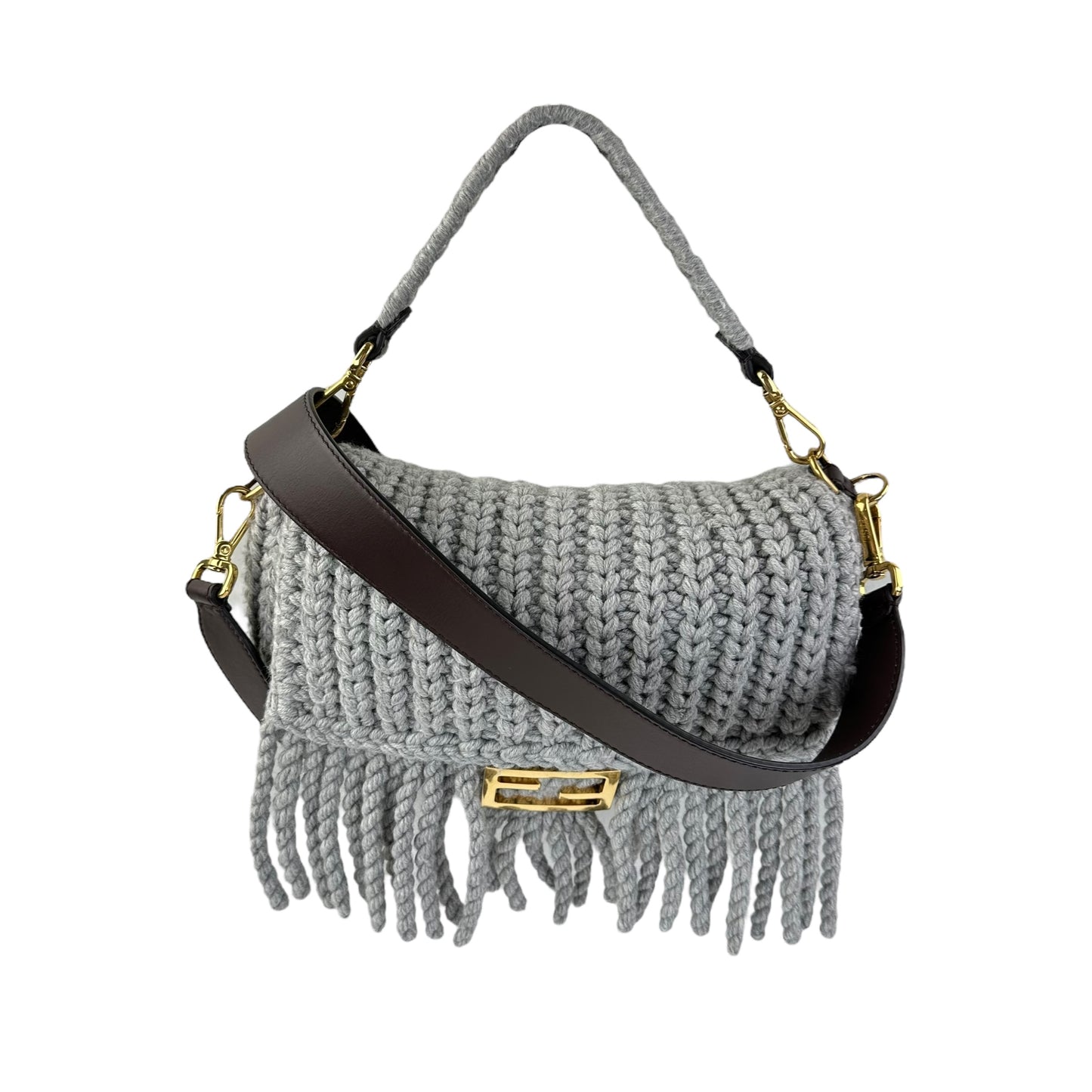 Fendi Knit Fringe Baguette 2-Way Bag