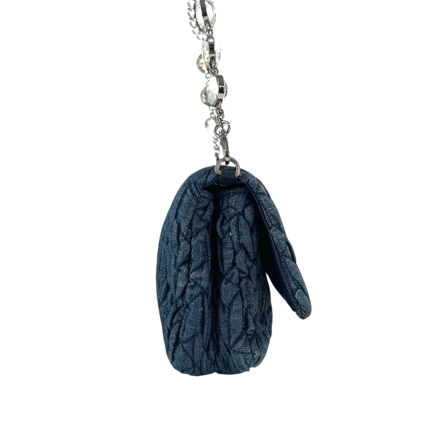 Miu Miu Denim Matelasse Crystal Two-Way Bag