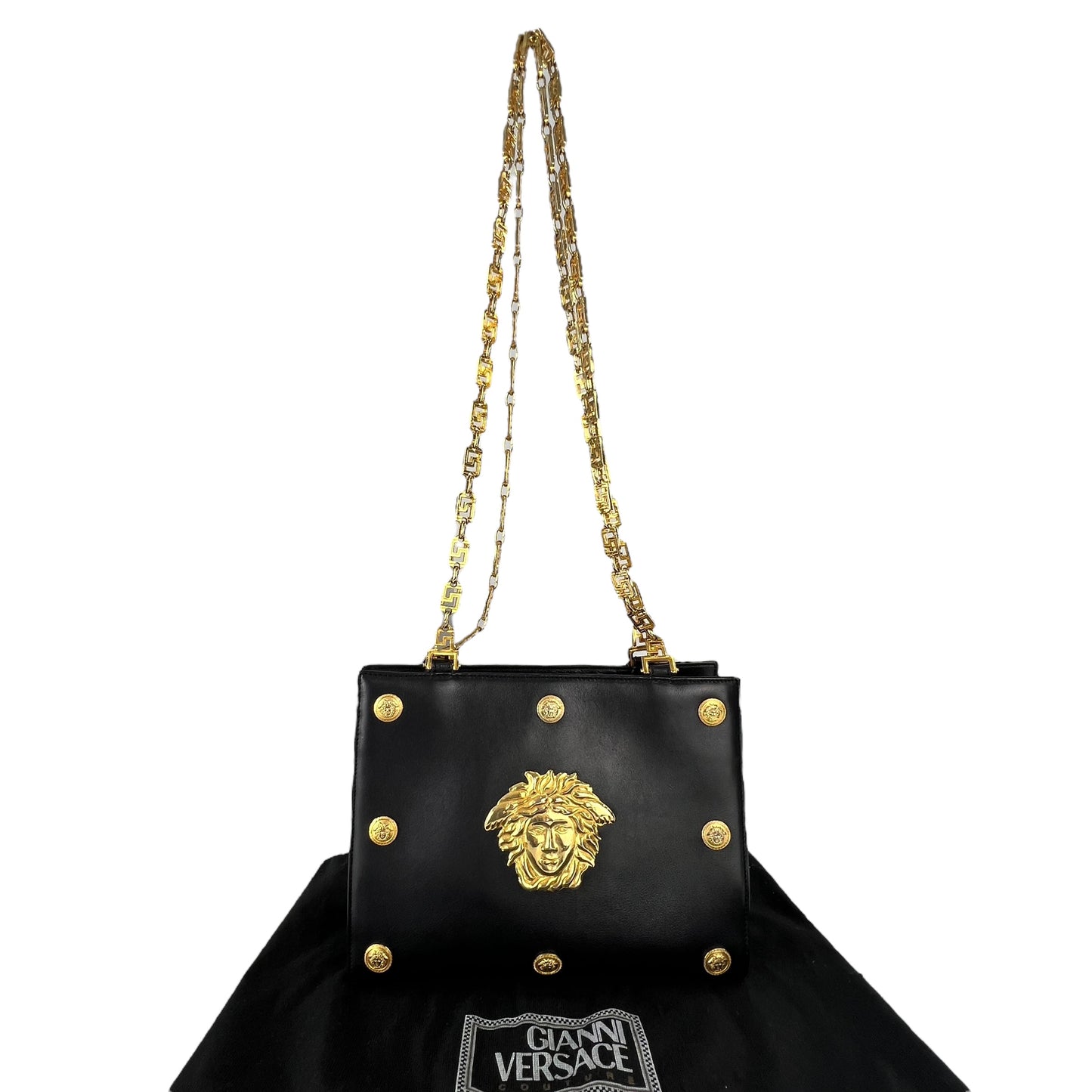 Versace Vintage Medusa Studded Shoulder Bag
