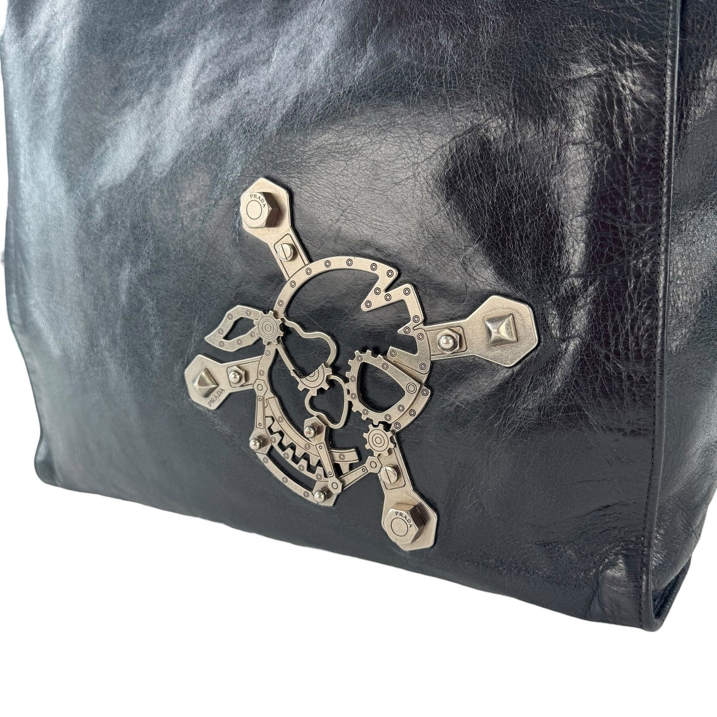 Prada Leather Skull Tote Bag