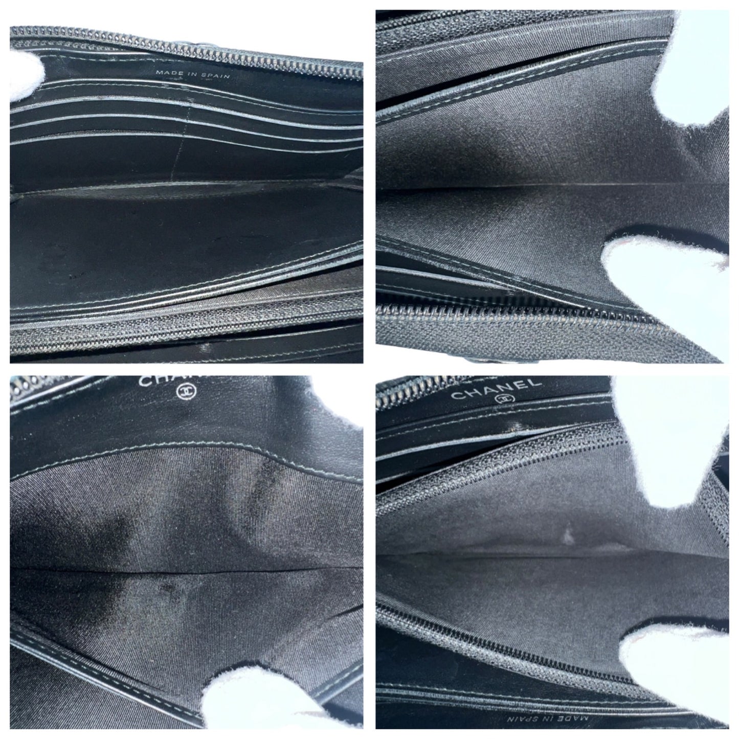 Chanel CC Boy Caviar Leather Zip Around Wallet