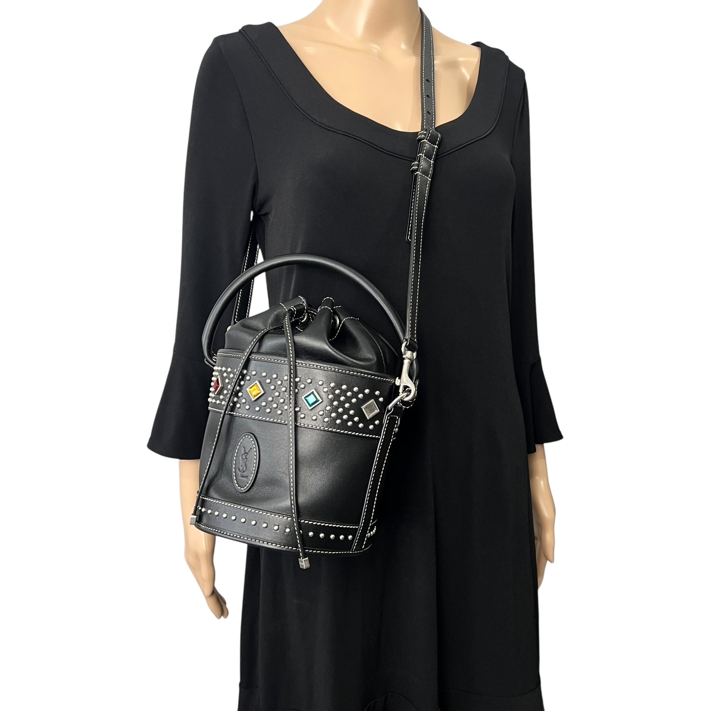 Saint Laurent Bahia Studded Bucket Bag