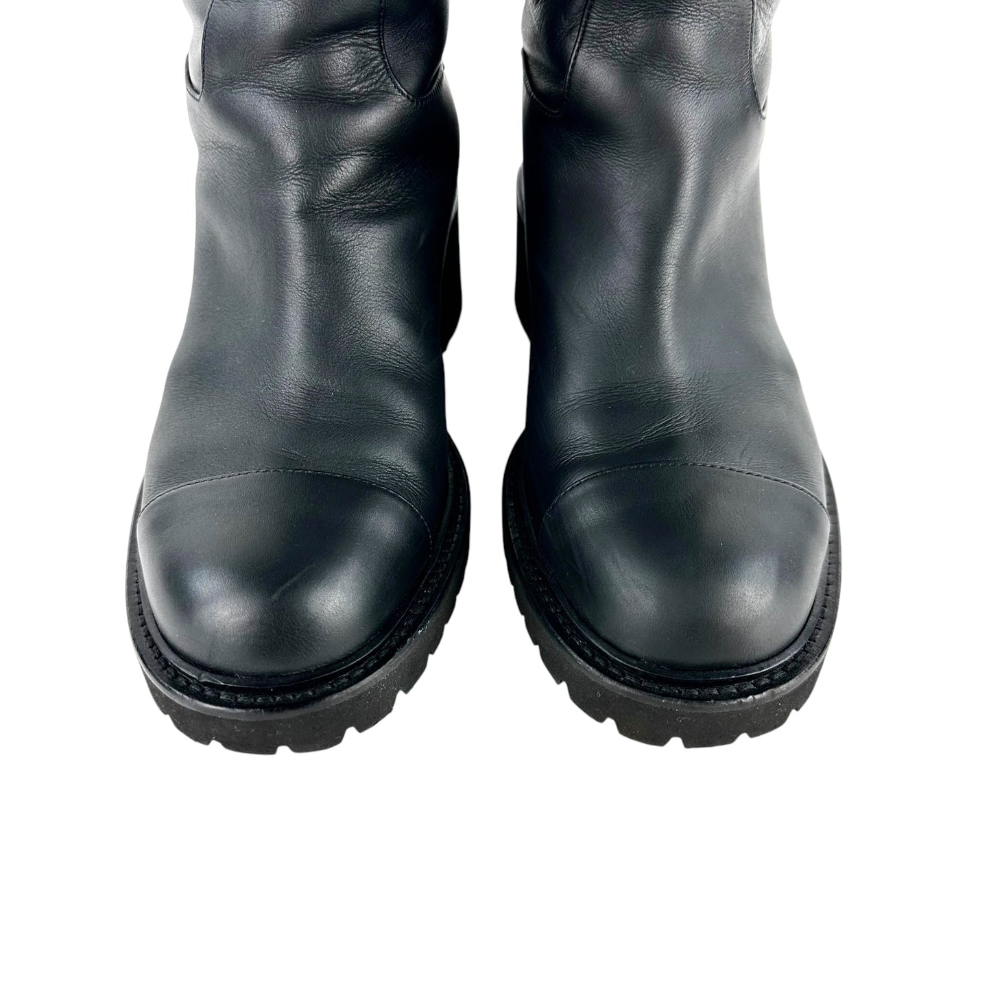 Chanel CC Leather Biker Boots