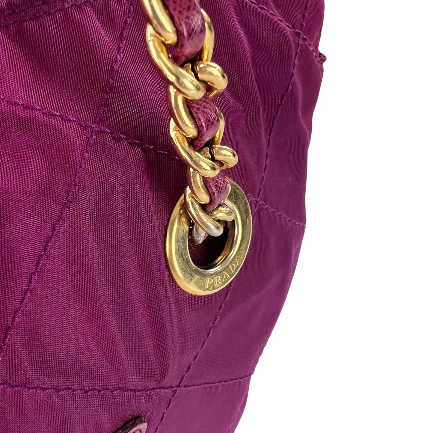 Prada Nylon Stitched Chain Shoulder Bag