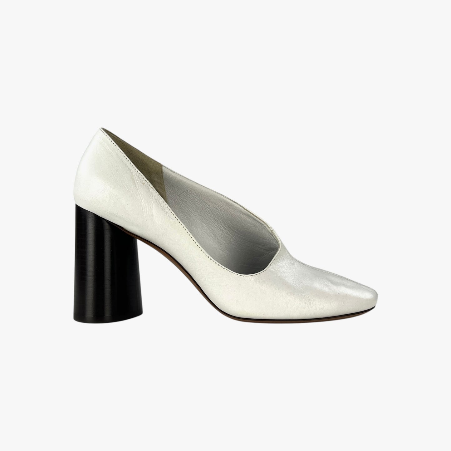Celine White Block Heels
