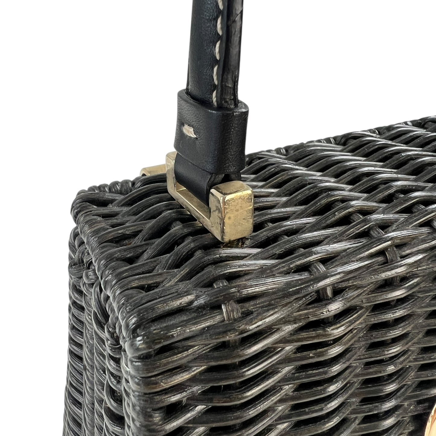 Ferragamo Gancini Wicker Top Handle Bag
