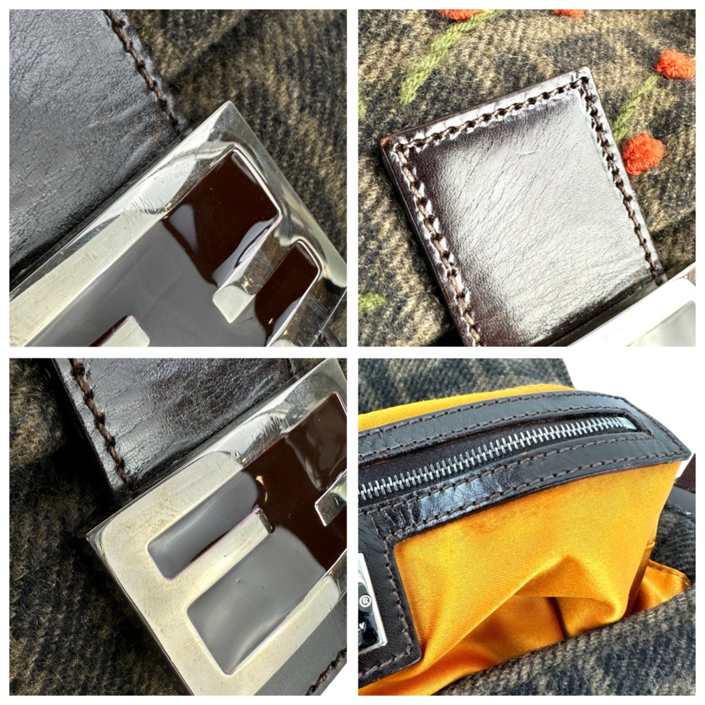 Fendi Zucca Wool Mama Baguette Bag