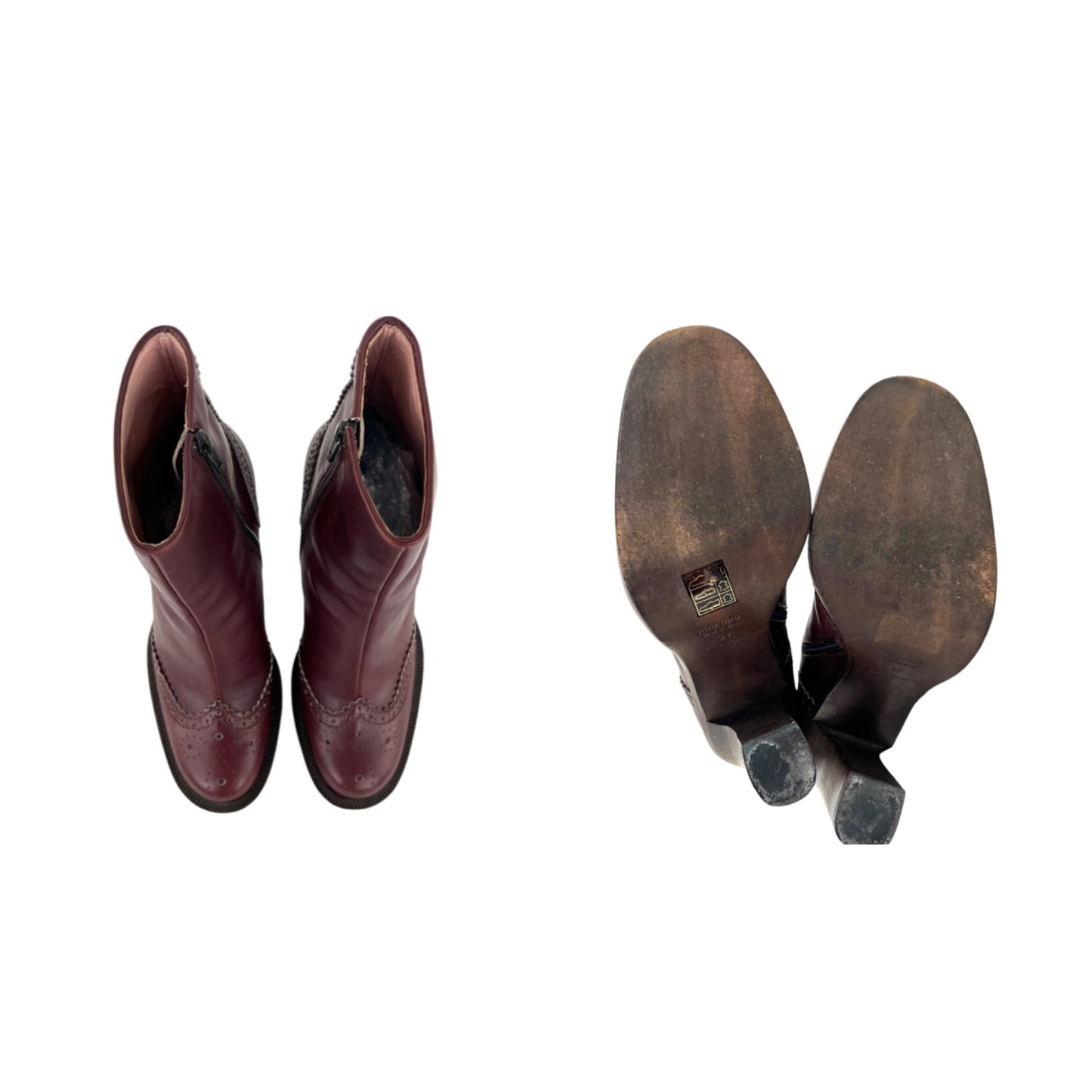 Miu Miu Vintage Western Leather Ankle Boots