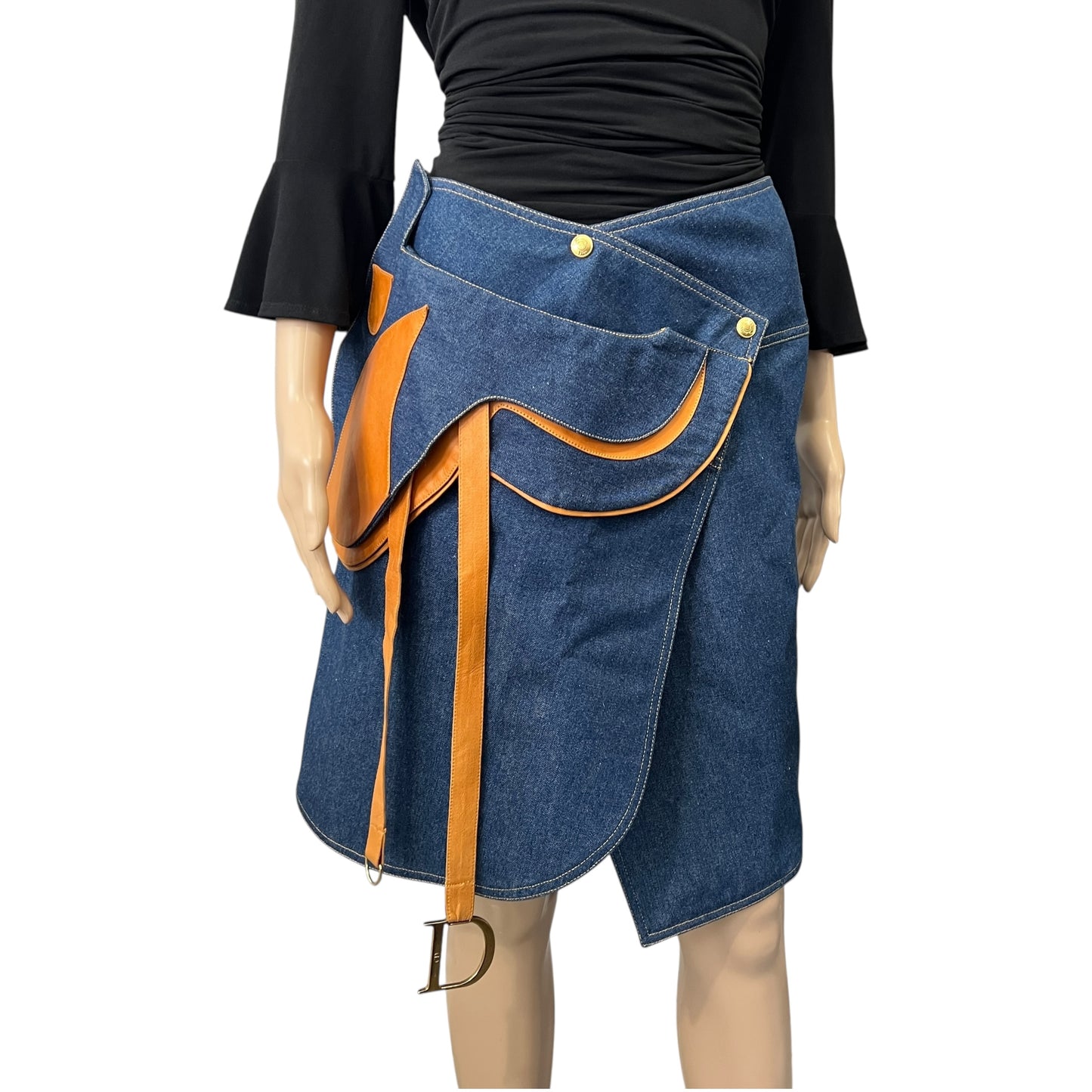 Dior John Galliano Saddle Denim Skirt