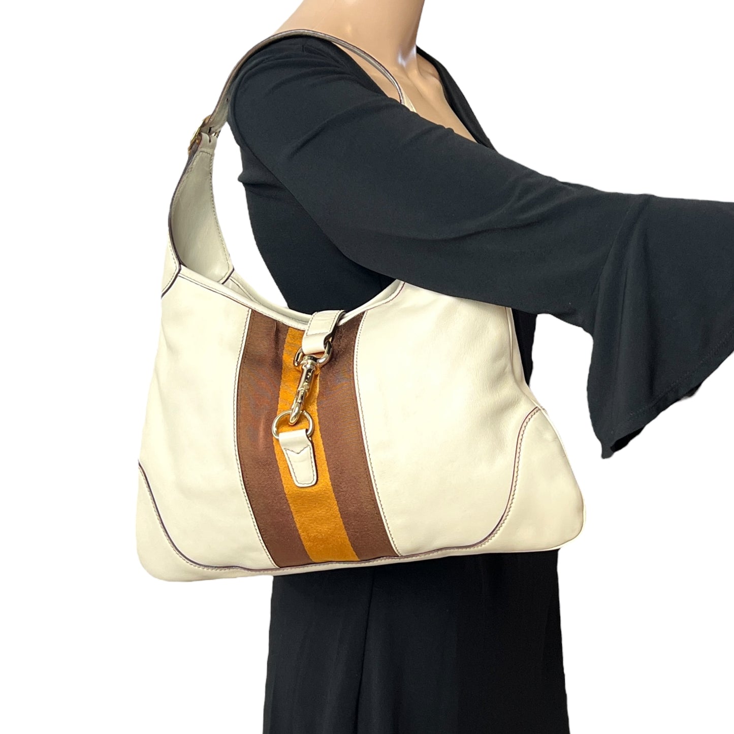 Gucci Web Jackie Leather Shoulder Bag