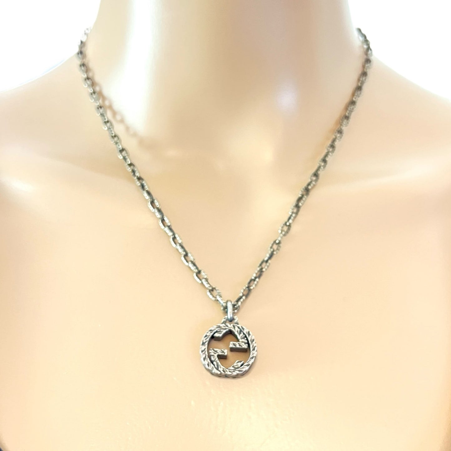 Gucci Sterling Silver Interlocking G Pendant Necklace
