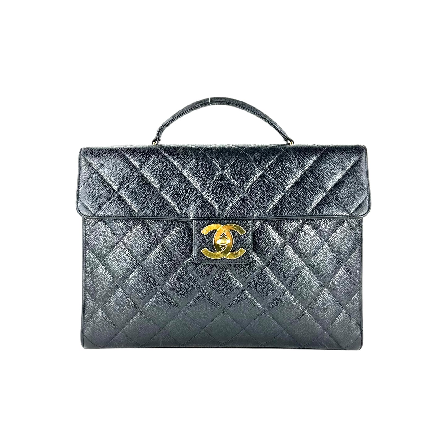 Chanel CC Vintage Quilted Caviar Briefcase