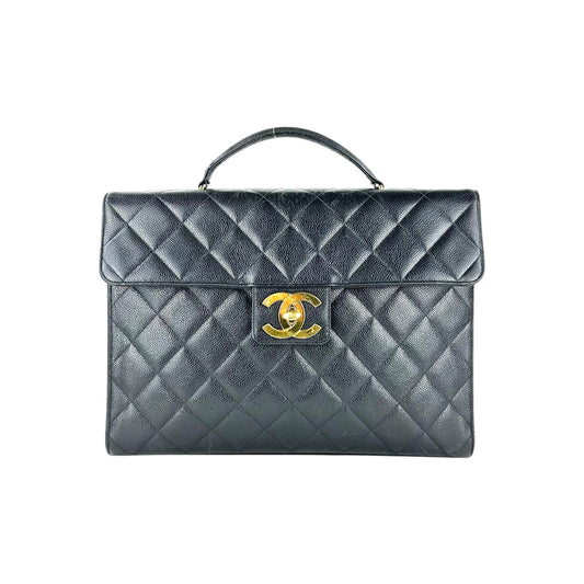 Chanel CC Vintage Quilted Caviar Briefcase