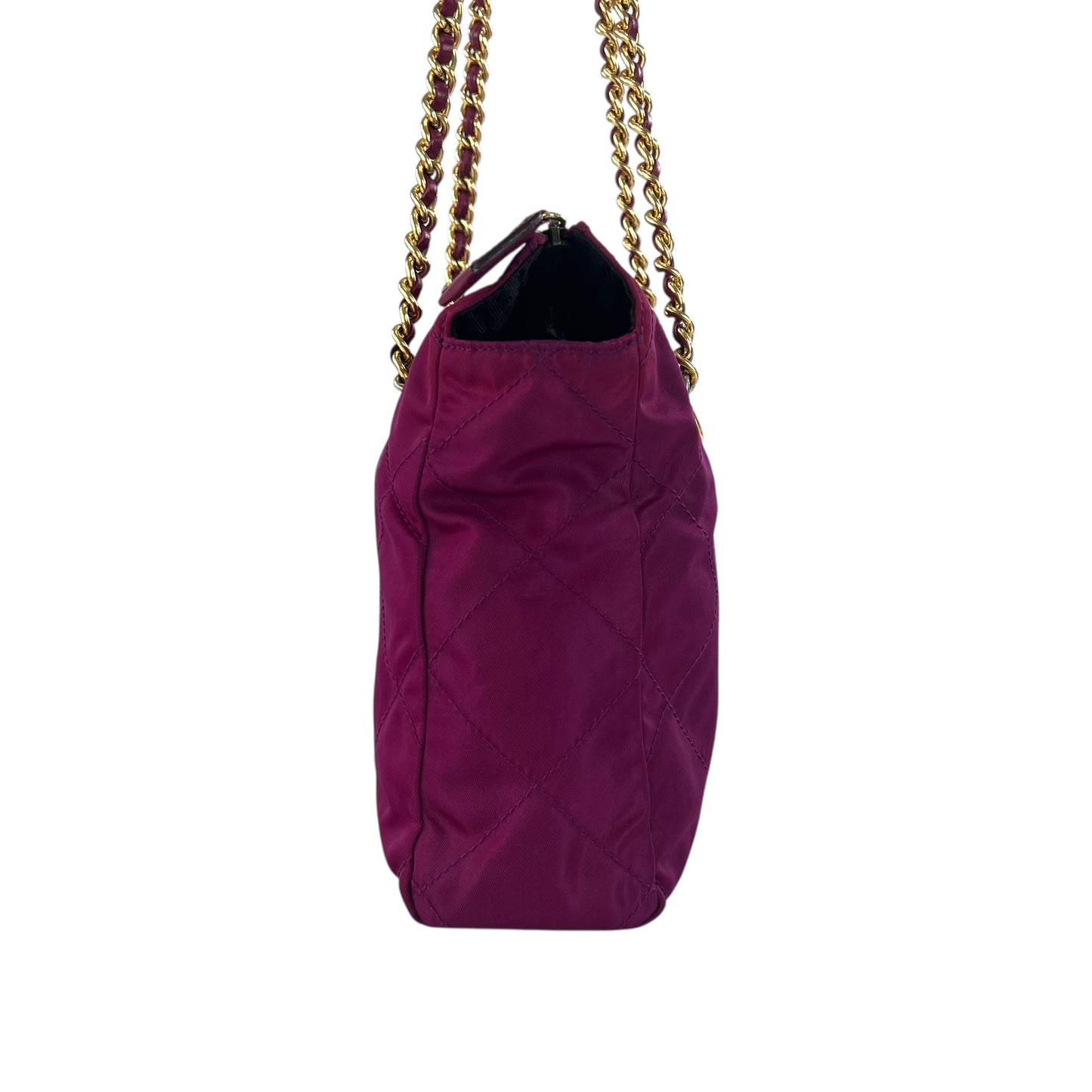 Prada Nylon Stitched Chain Shoulder Bag