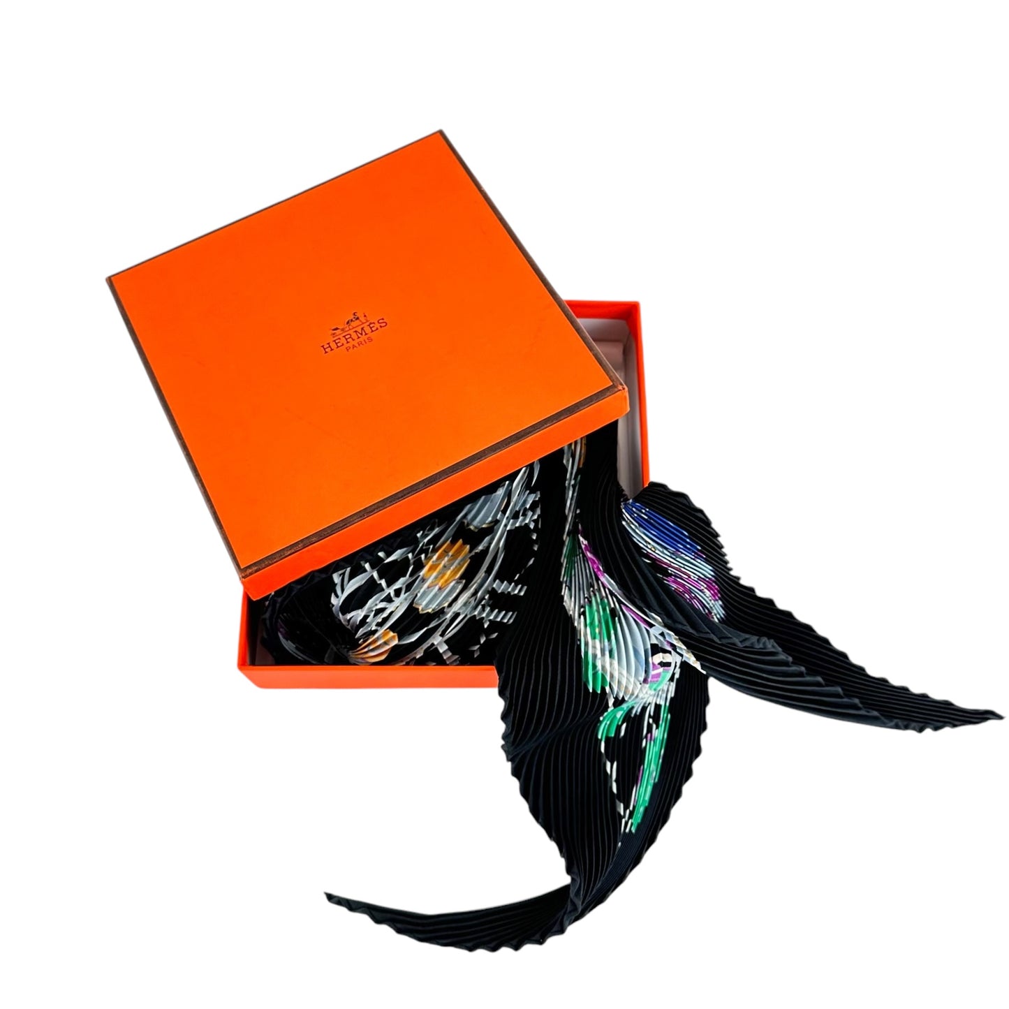 Hermes Grande Roue Pleated Silk Scarf