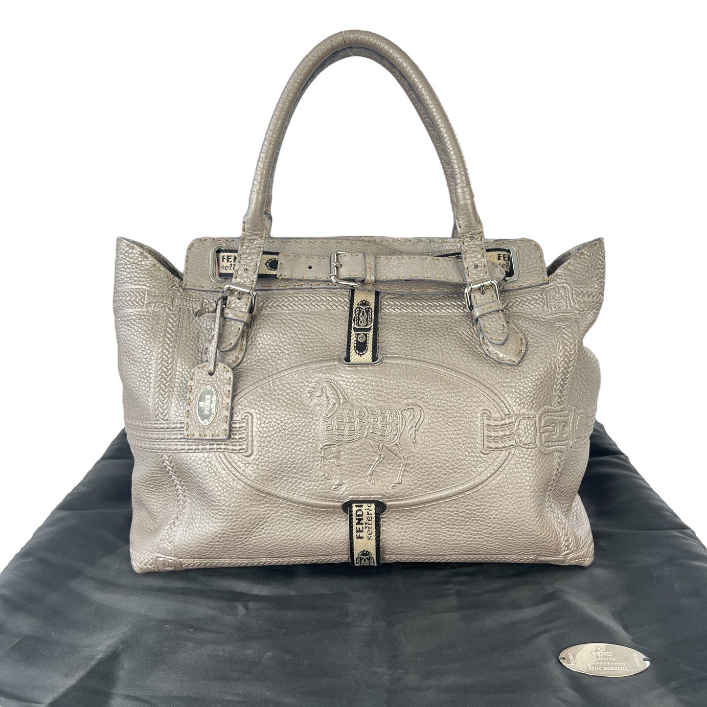 Fendi Villa Borghese Leather Selleria Tote Bag