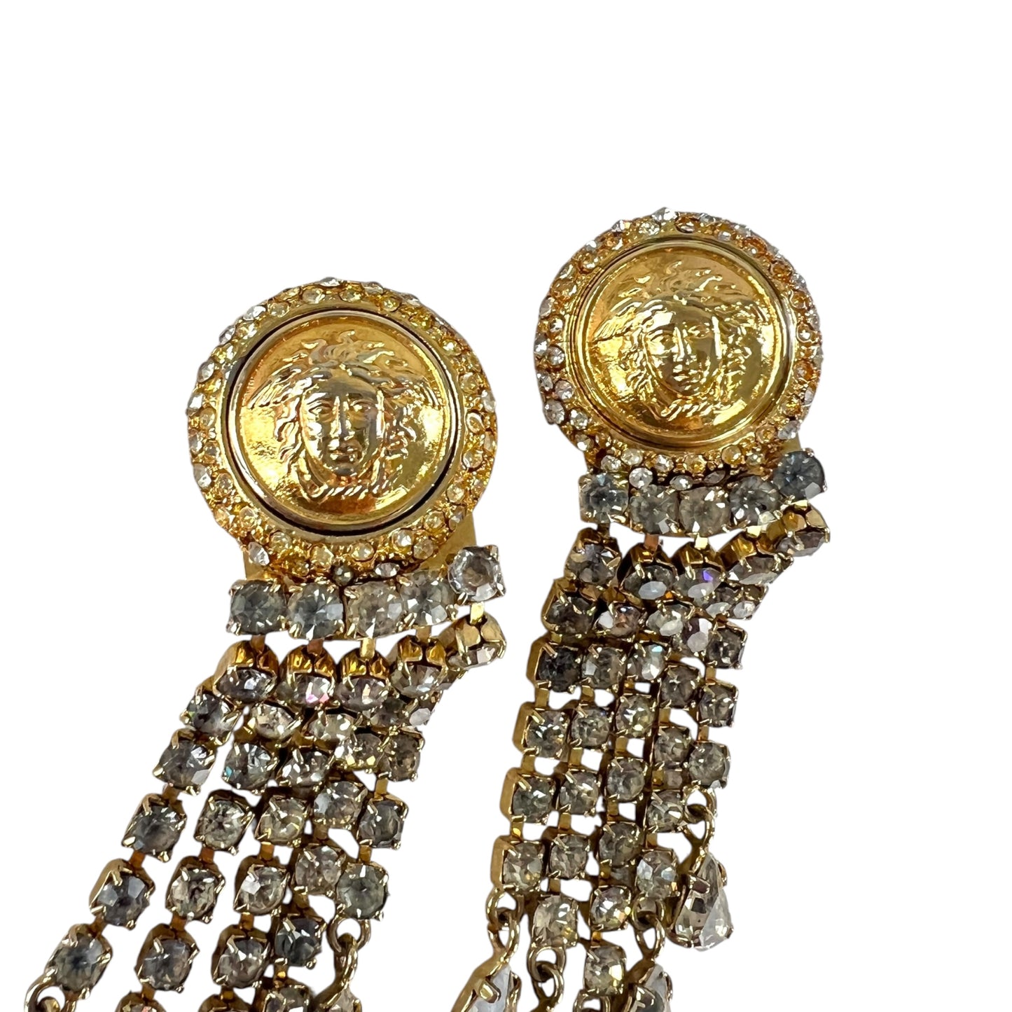 Versace Vintage Medusa Rhinestone Earrings