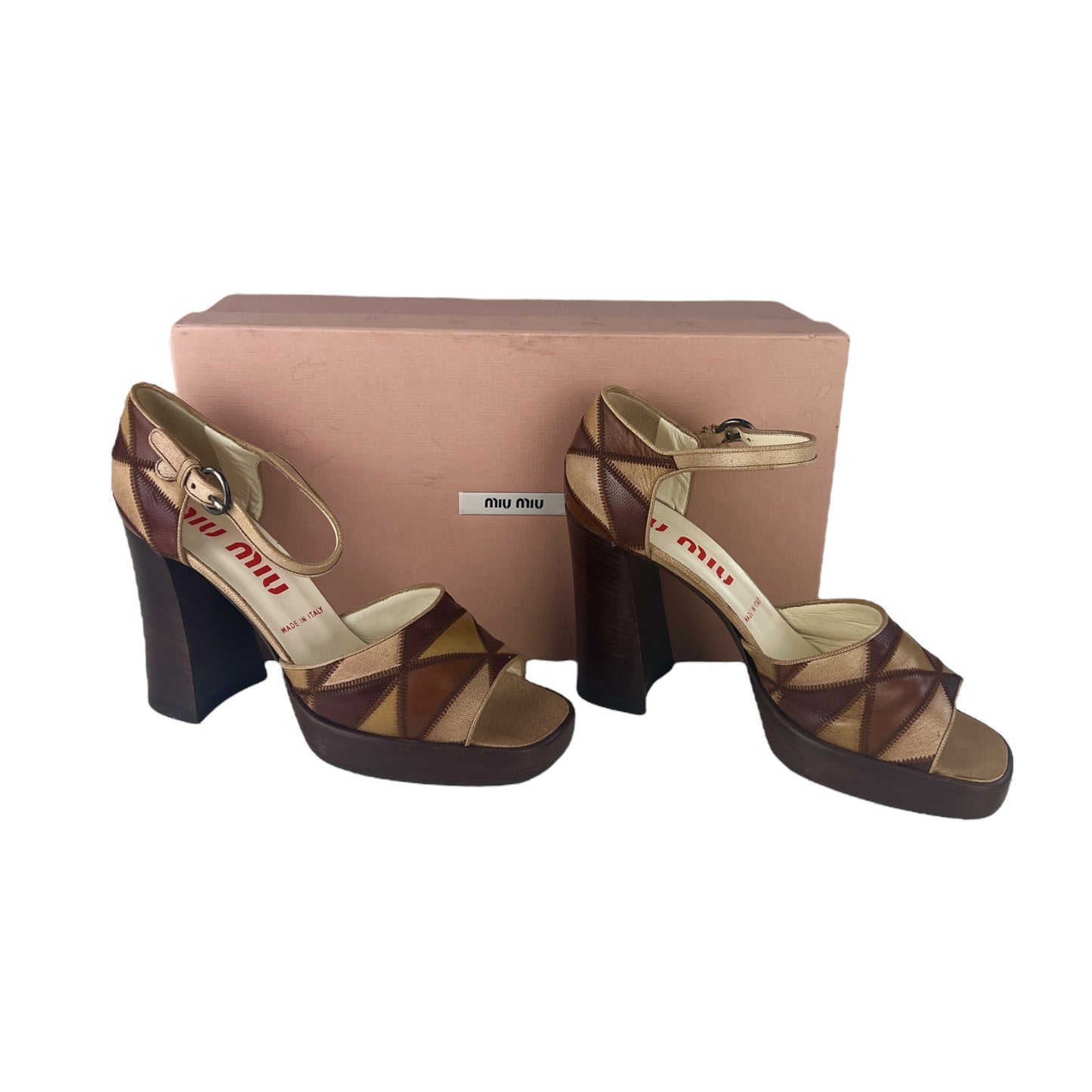 Miu Miu Leather Patchwork Block Heels