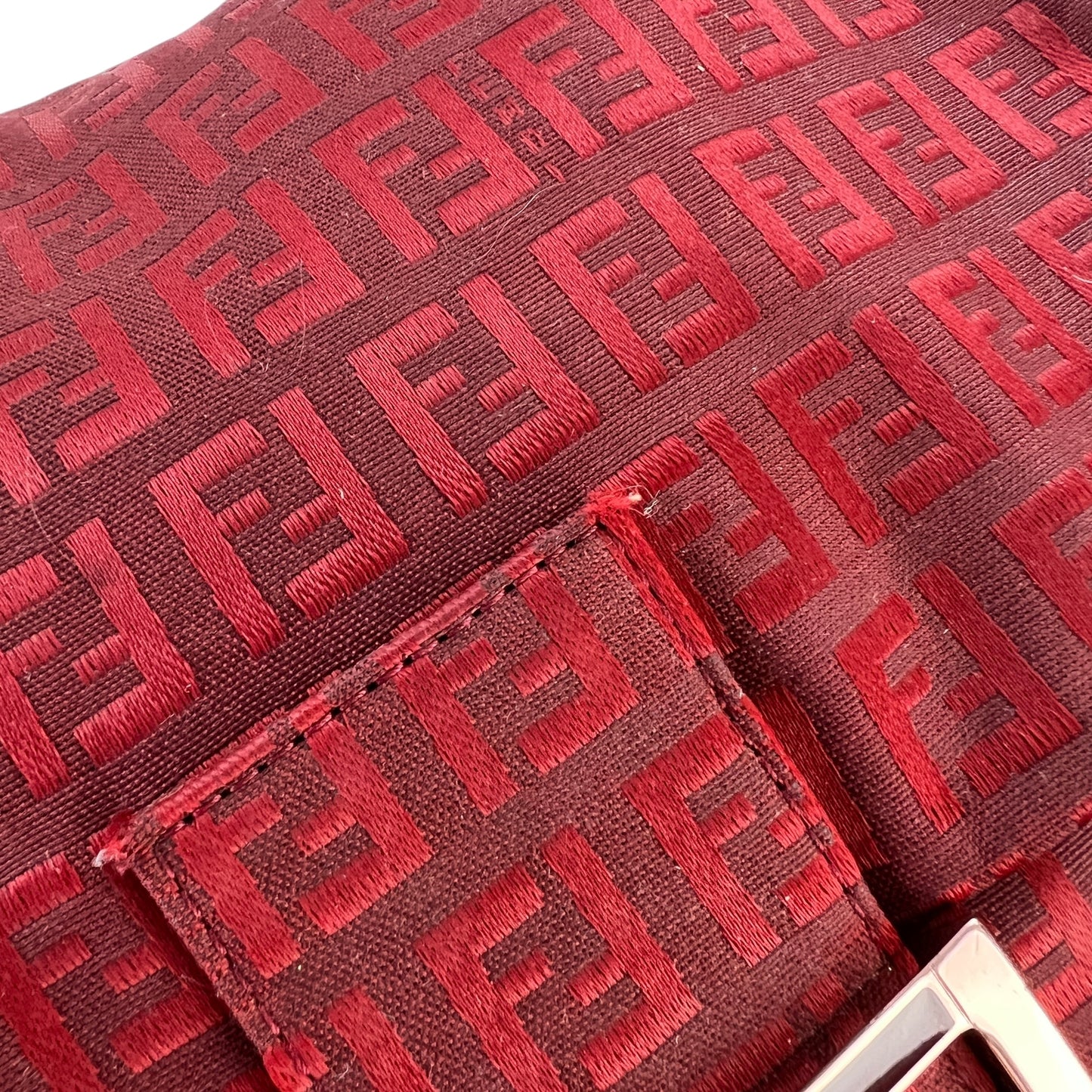 Fendi Zucchino Red Mama Baguette Bag