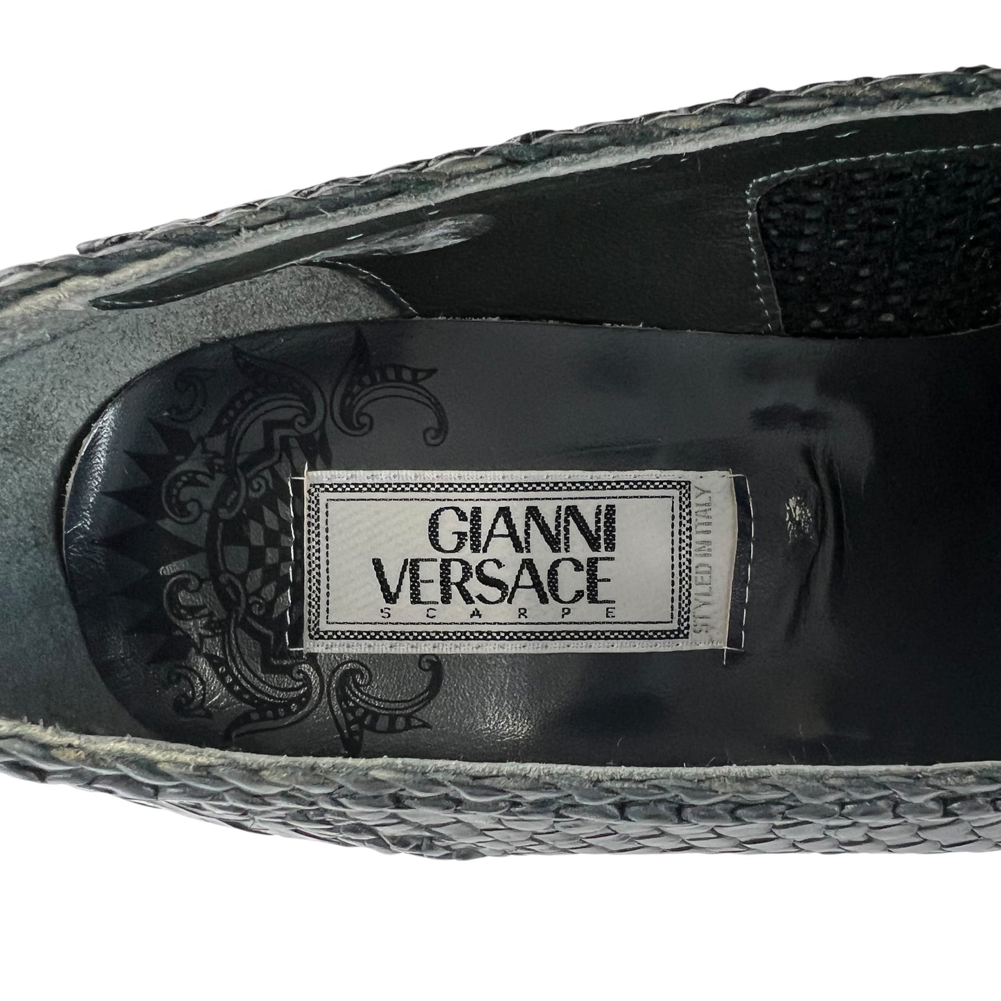 Versace Vintage Leather Woven Loafers
