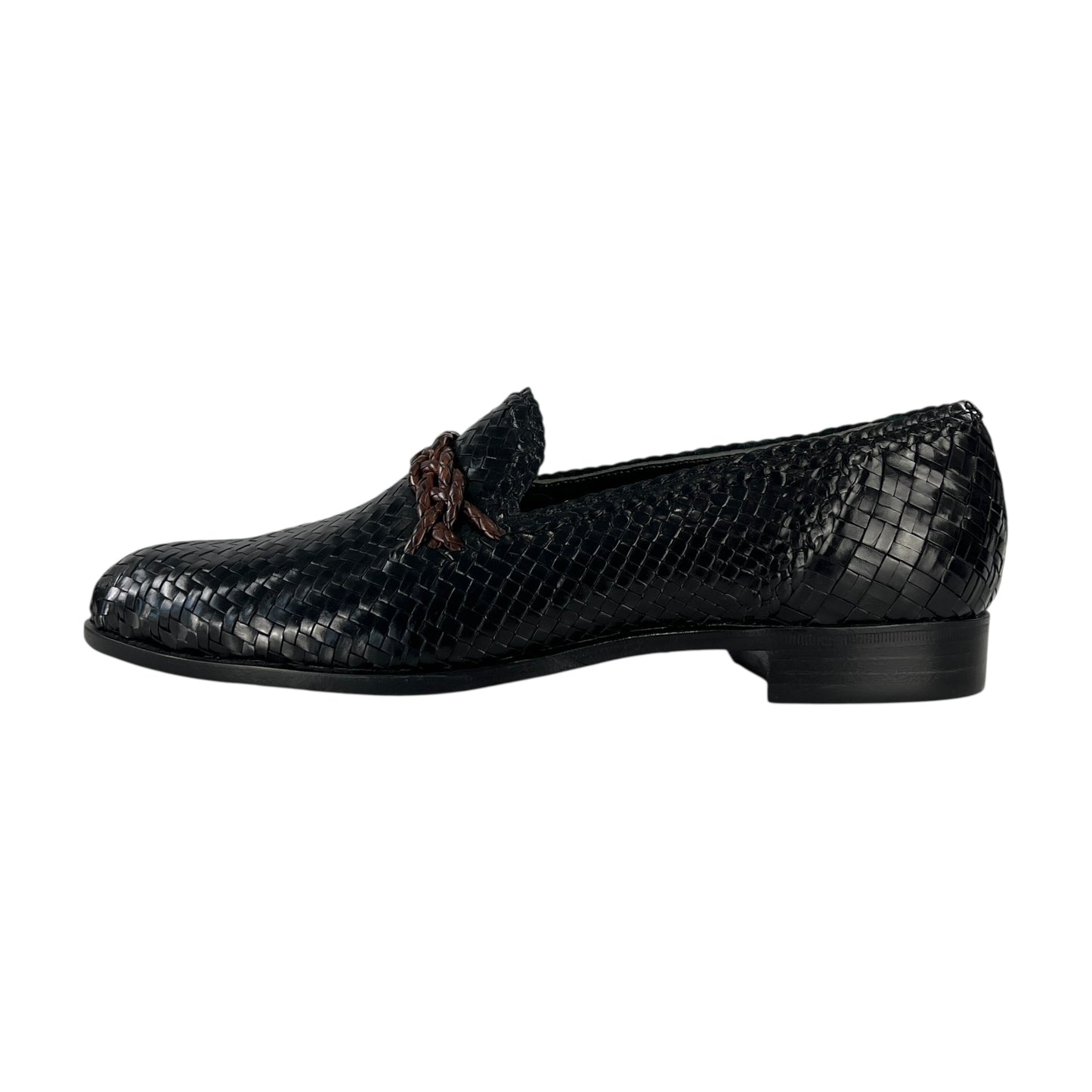 Versace Vintage Leather Woven Loafers